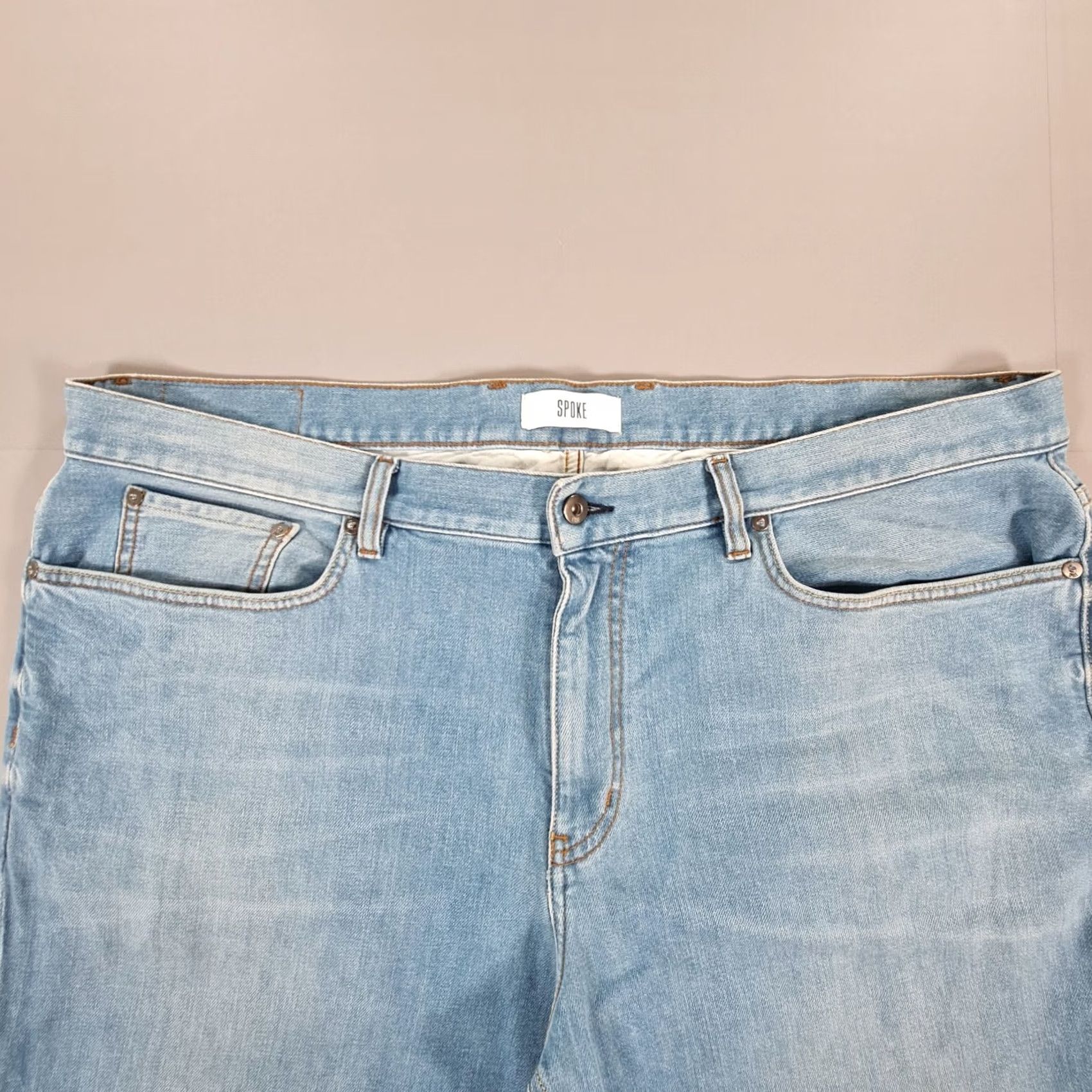 Denime Spoke Jeans Blue W42 L30 Regular Fit Straight Stretch Denim Mens Pants Size US 33 - 2 Thumbnail