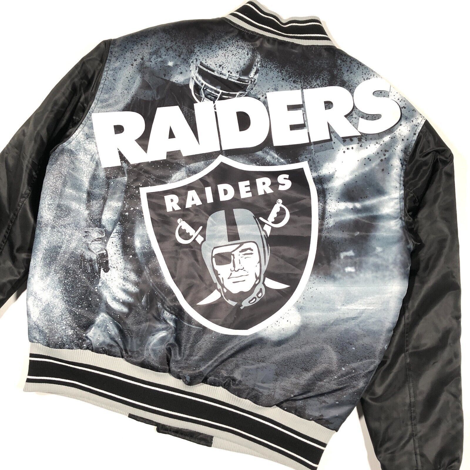 NFL Oakland Raiders Team Apparel All Over Print Bomber Jacket Size US M / EU 48-50 / 2 - 7 Thumbnail