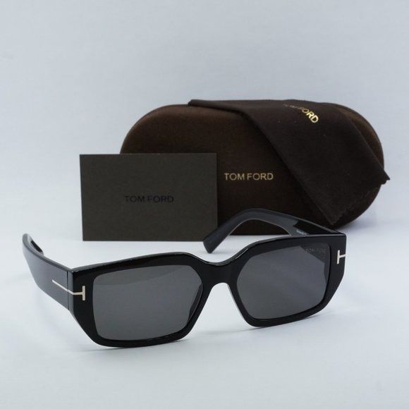Tom Ford Tom Ford Silvano-02 FT0989 01A Sunglasses Black Rectangle Size ONE SIZE - 10 Thumbnail