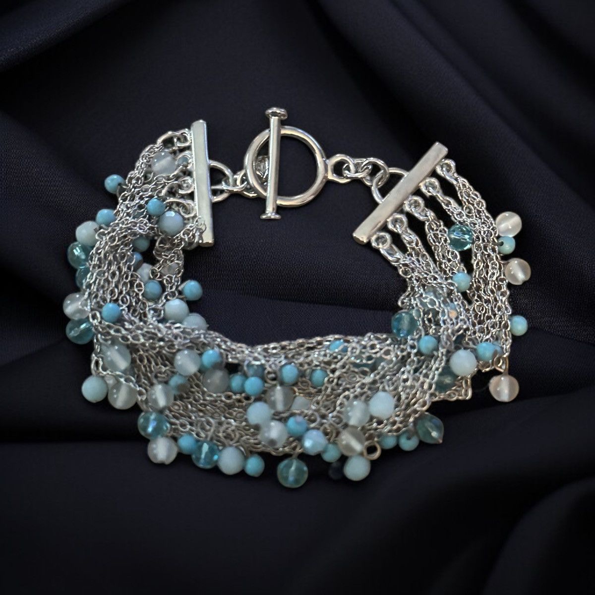 Other Silver tone multi strand blue dangle bead bracelet Size ONE SIZE - 1 Thumbnail
