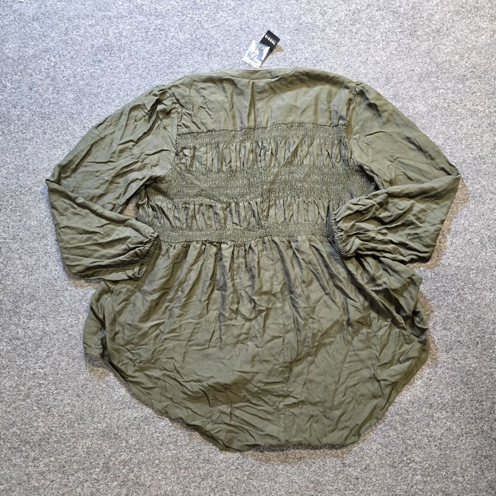 Torrid Torrid Top Womens 2X Green Peasant Peplum V Neck Long Sleeve Casual Fall Shirt Ladies Clothing Size XXL / US 16-18 / IT 52-54 - 7 Thumbnail