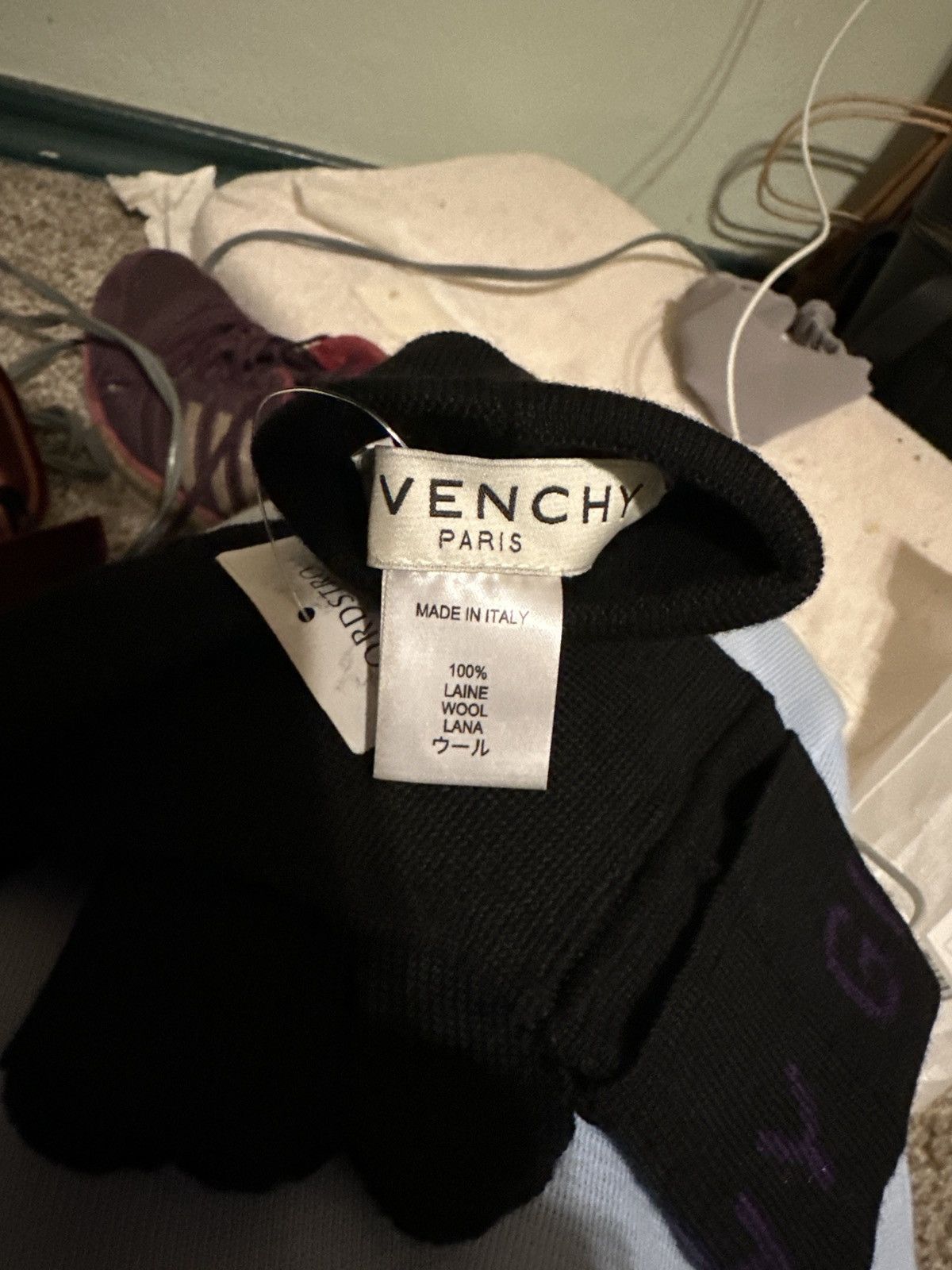 Givenchy Givenchy Logo Cuff Wool Gloves black and purple Size ONE SIZE - 11 Thumbnail