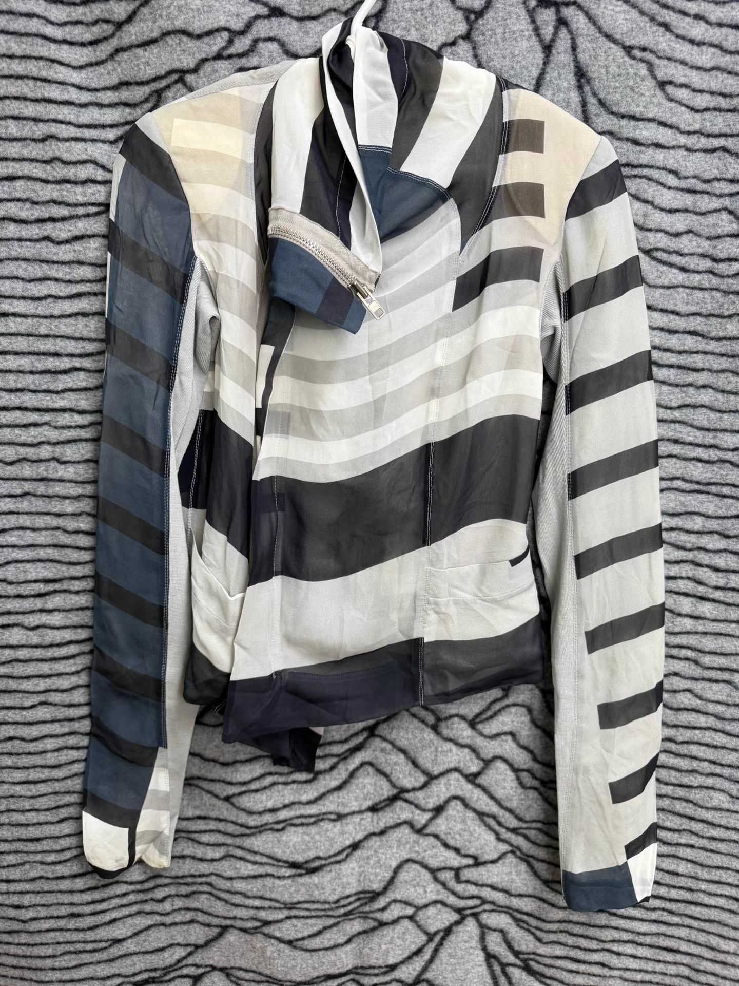 Rick Owens Rick Owens Mesh Stripe Biker Jacket K20 Size XS / US 0-2 / IT 36-38 - 1 Thumbnail