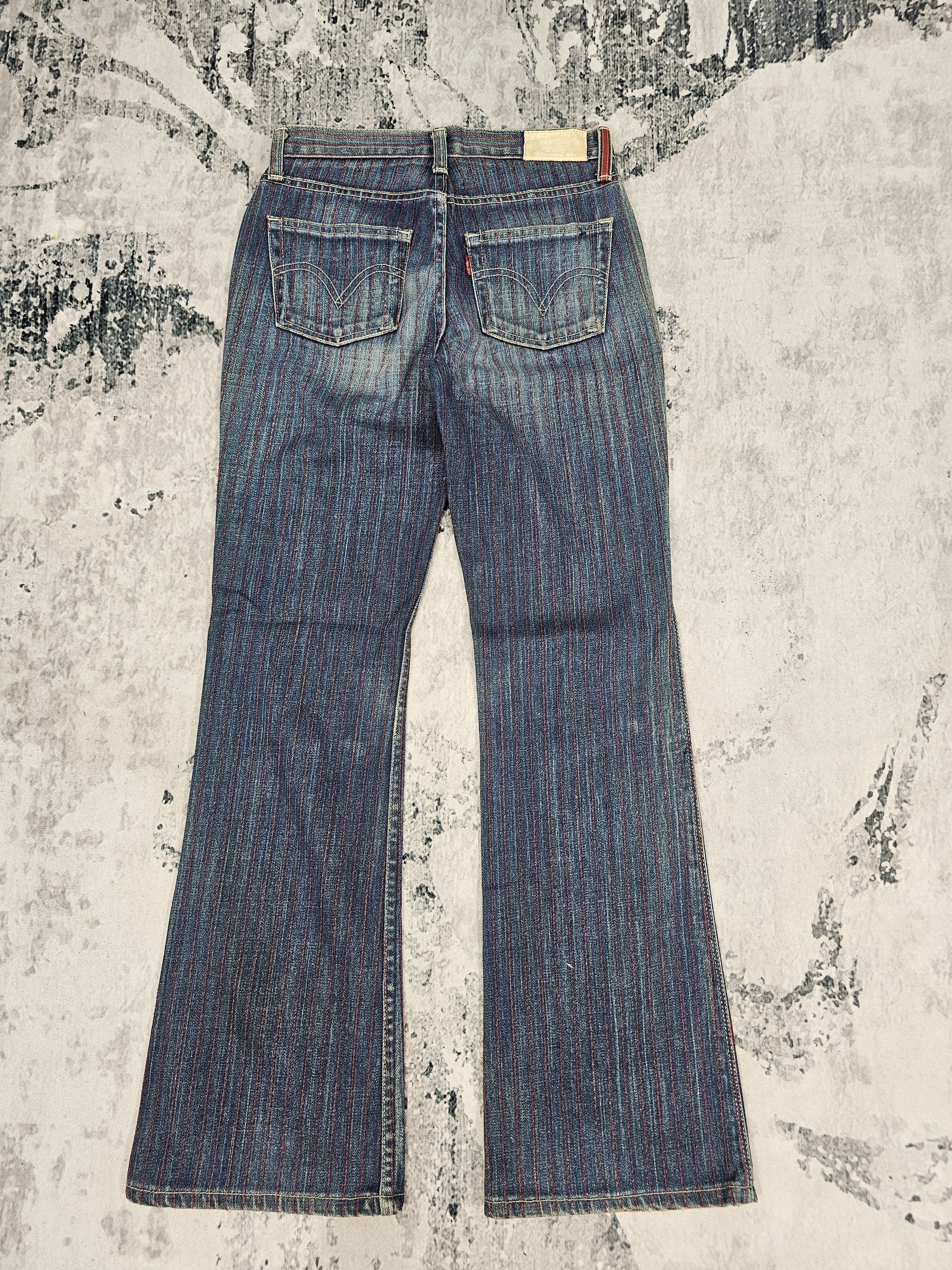 Levi's Vintage Clothing Vtg LEVIS Women Redloop Boot Cut Flare Striped Jeans L0540 Size 26" / US 2 / IT 38 - 2 Thumbnail