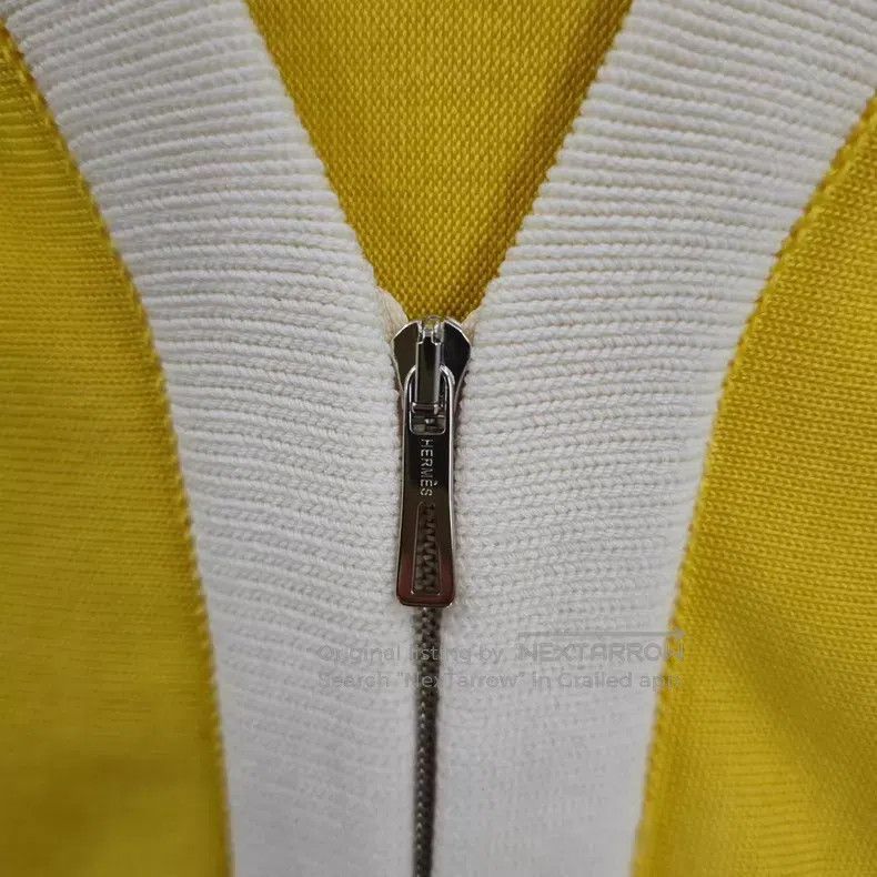 Hermes Hermes Yellow Silk and Cashmere Mixed Zip Open Cardigan Size XS / US 0-2 / IT 36-38 - 5 Thumbnail