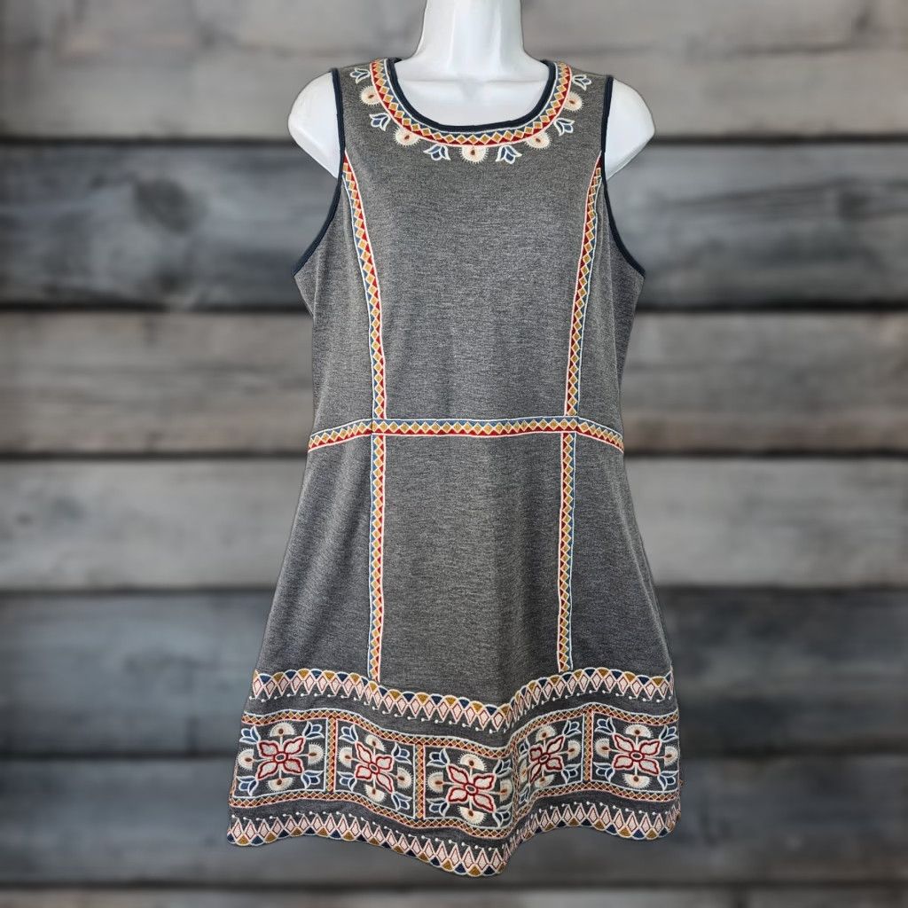 Vintage Pixley Aurelia Dress Womens L Gray Embroidered Sleeveless A-Line Shirt? Size L / US 10 / IT 46 - 1 Thumbnail