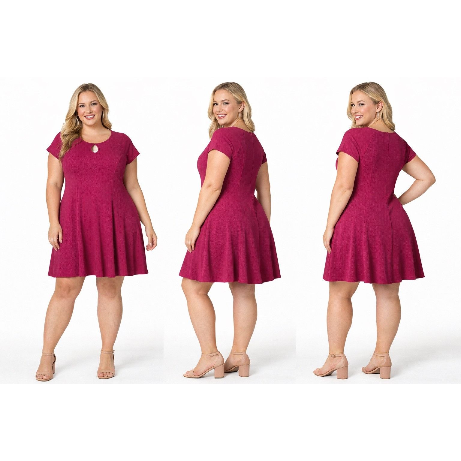 Other 24Seven Dress - Fuchsia Pink Textured Skater NWT - Plus 3X Size 3XL / US 20-22 - 1 Thumbnail