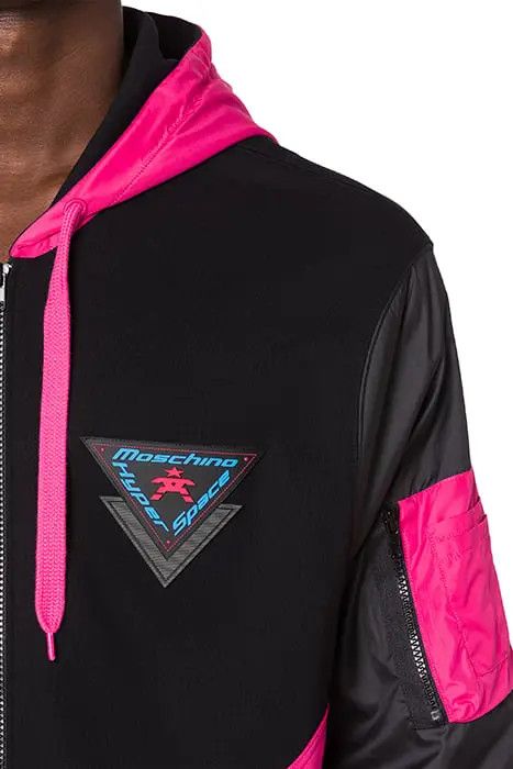 Moschino o1y0225 Logo Hoodie in Black/Pink Size US XL / EU 56 / 4 - 2 Thumbnail