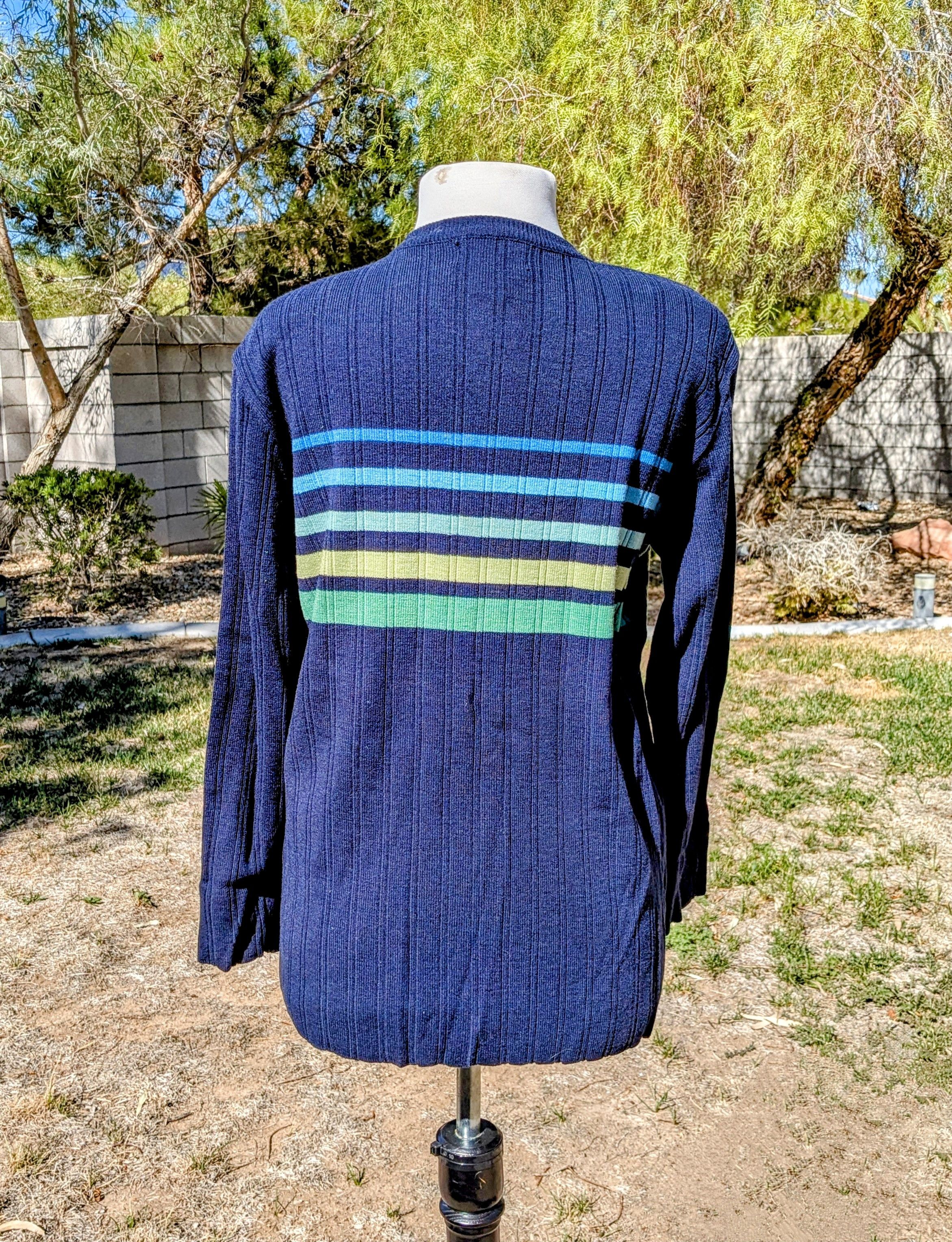 Other VTG Adolfo Striped Lamb's Wool/Acrylic Cardigan Sweater Size S / US 4 / IT 40 - 4 Thumbnail