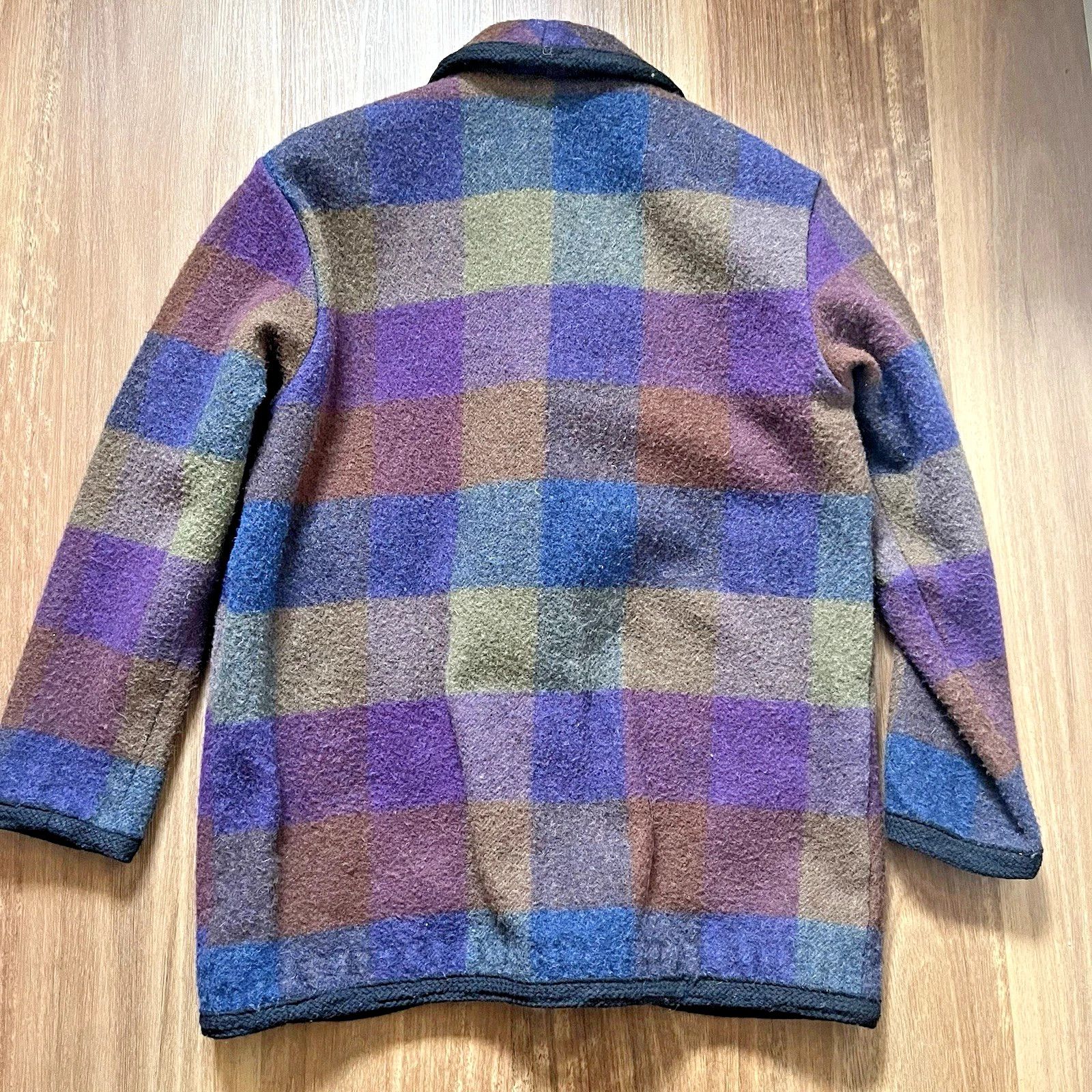 Woolrich Woolen Mills Rare ColorBlock USA Blanket Coat Brown Purple Blue Burgundy Size M / US 6-8 / IT 42-44 - 2 Thumbnail