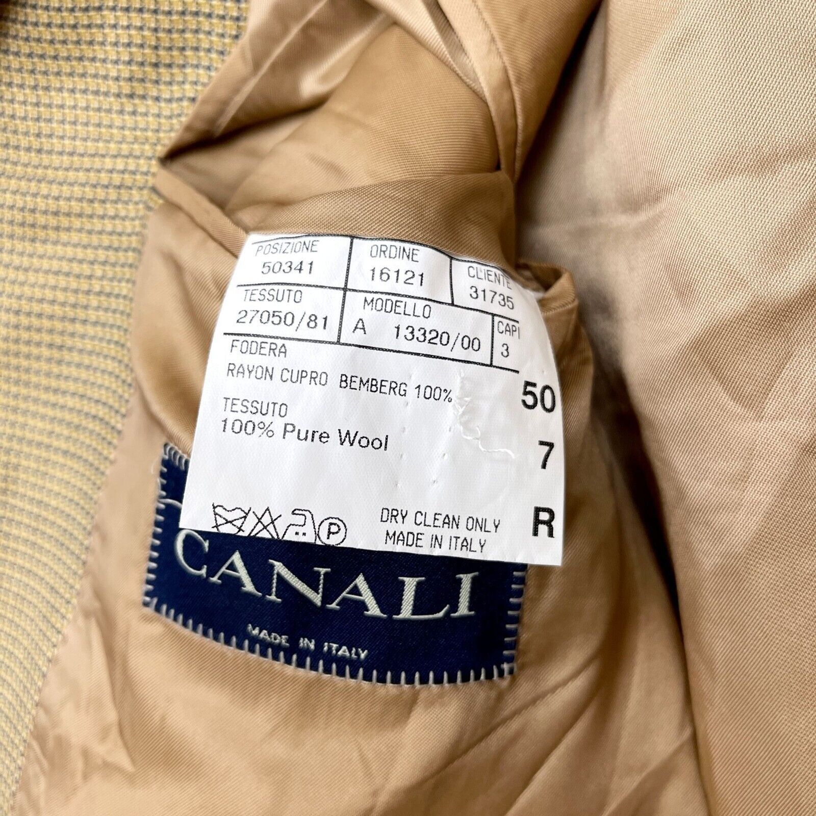 Canali Canali Wool Micro Plaid Sport Coat Tan 3 Button Italy 40R Size 40R - 9 Thumbnail