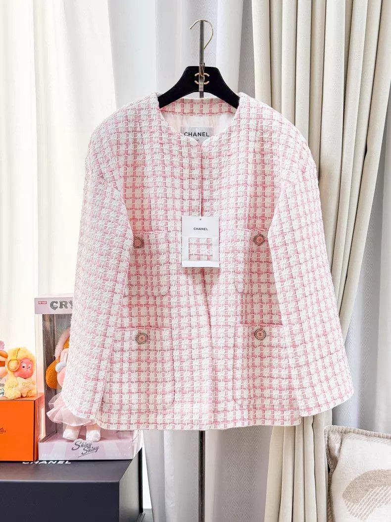 Chanel Chanel 22S pink and white color-blocked fine flash buckle Size XS / US 0-2 / IT 36-38 - 1 Thumbnail
