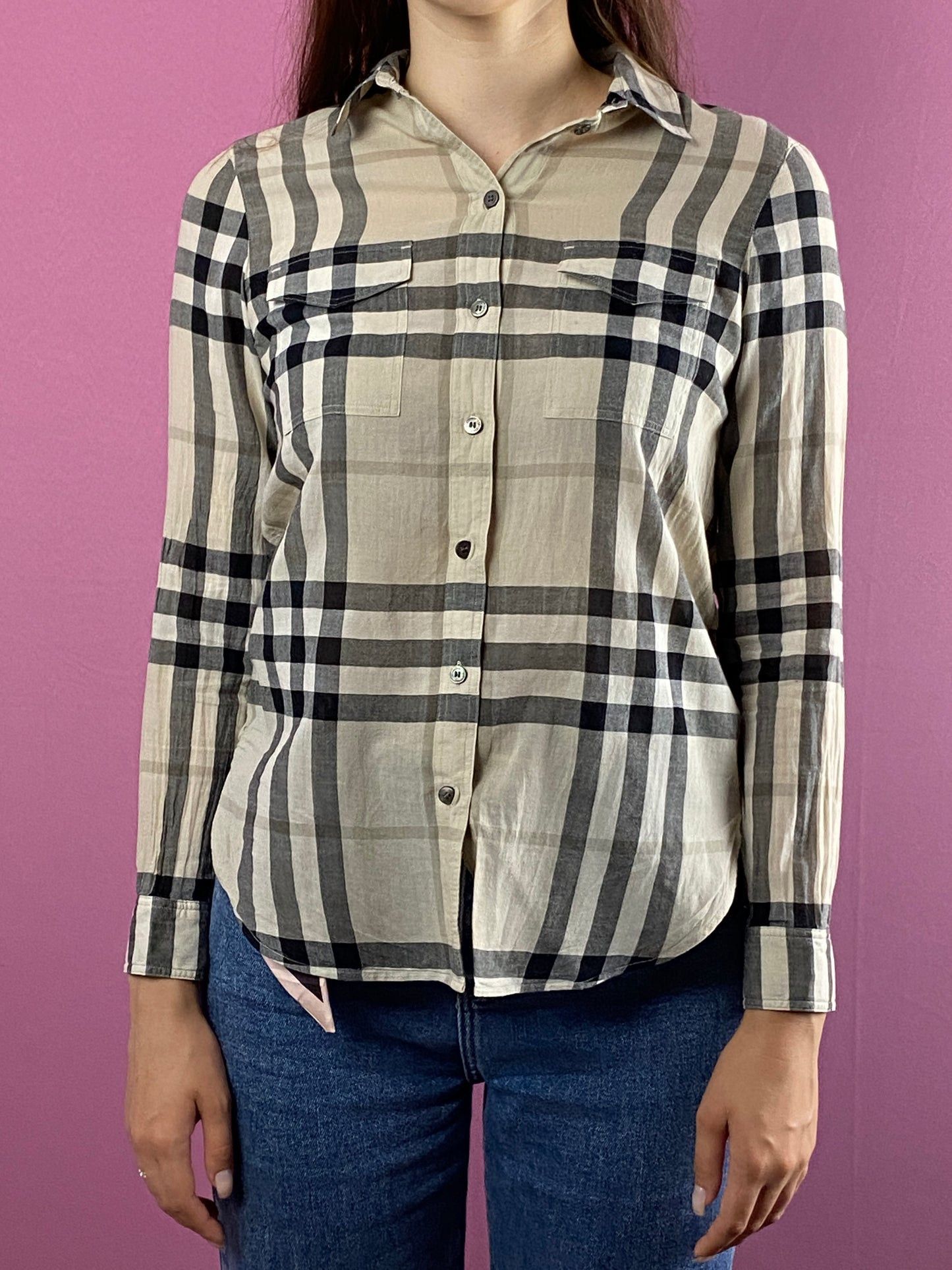Burberry × Vintage Burberry Nova Check Shirt Vintage Women's Plaid Shirt - S Size S / US 4 / IT 40 - 3 Thumbnail