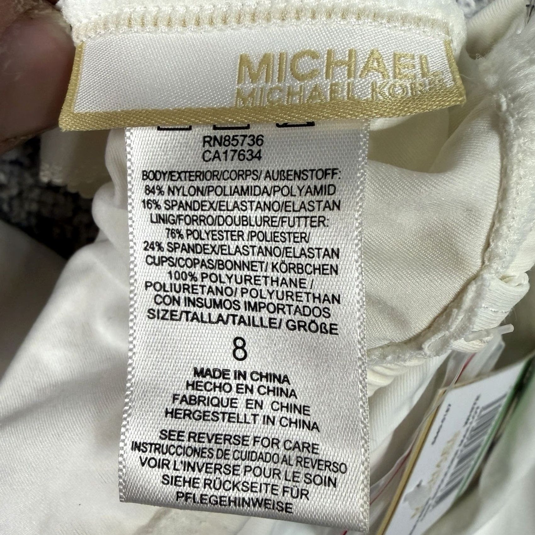 Michael Kors Michael Kors One Piece Swimsuit Size 8 White One Shoulder Designer Convertible Lined Stretch Women Mens Girls Size ONE SIZE - 5 Thumbnail