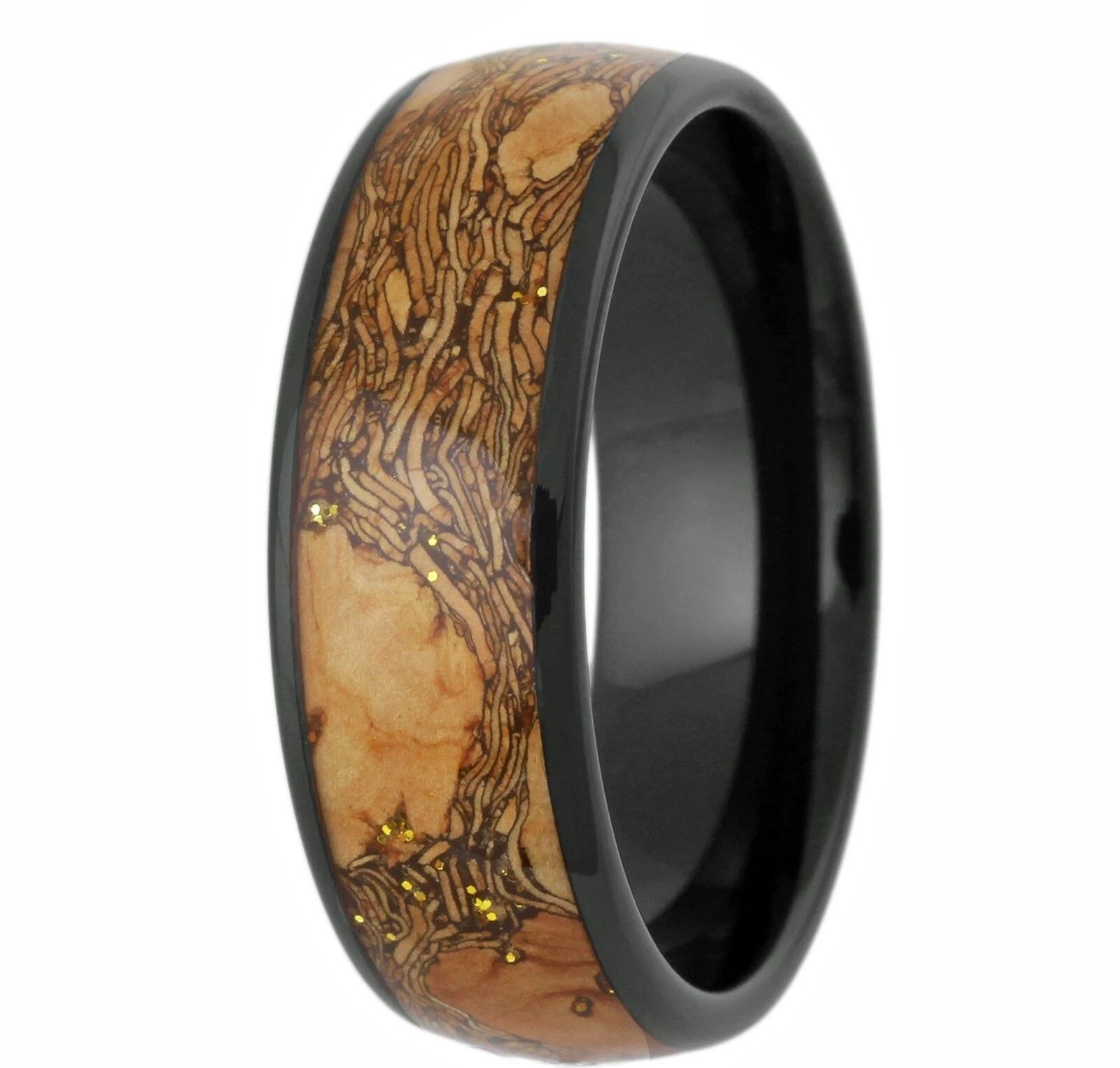 Other Black Tungsten Carbide Wood w Black Grain Wedding Band Ring Size ONE SIZE - 2 Thumbnail
