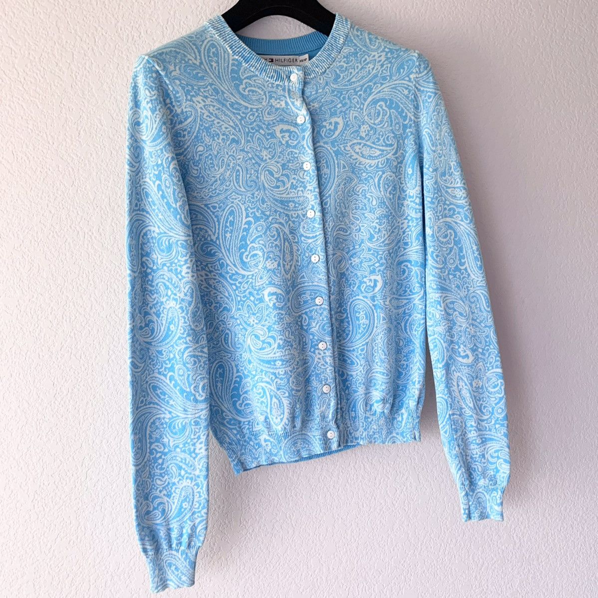 Y2K paisley blue cardigan