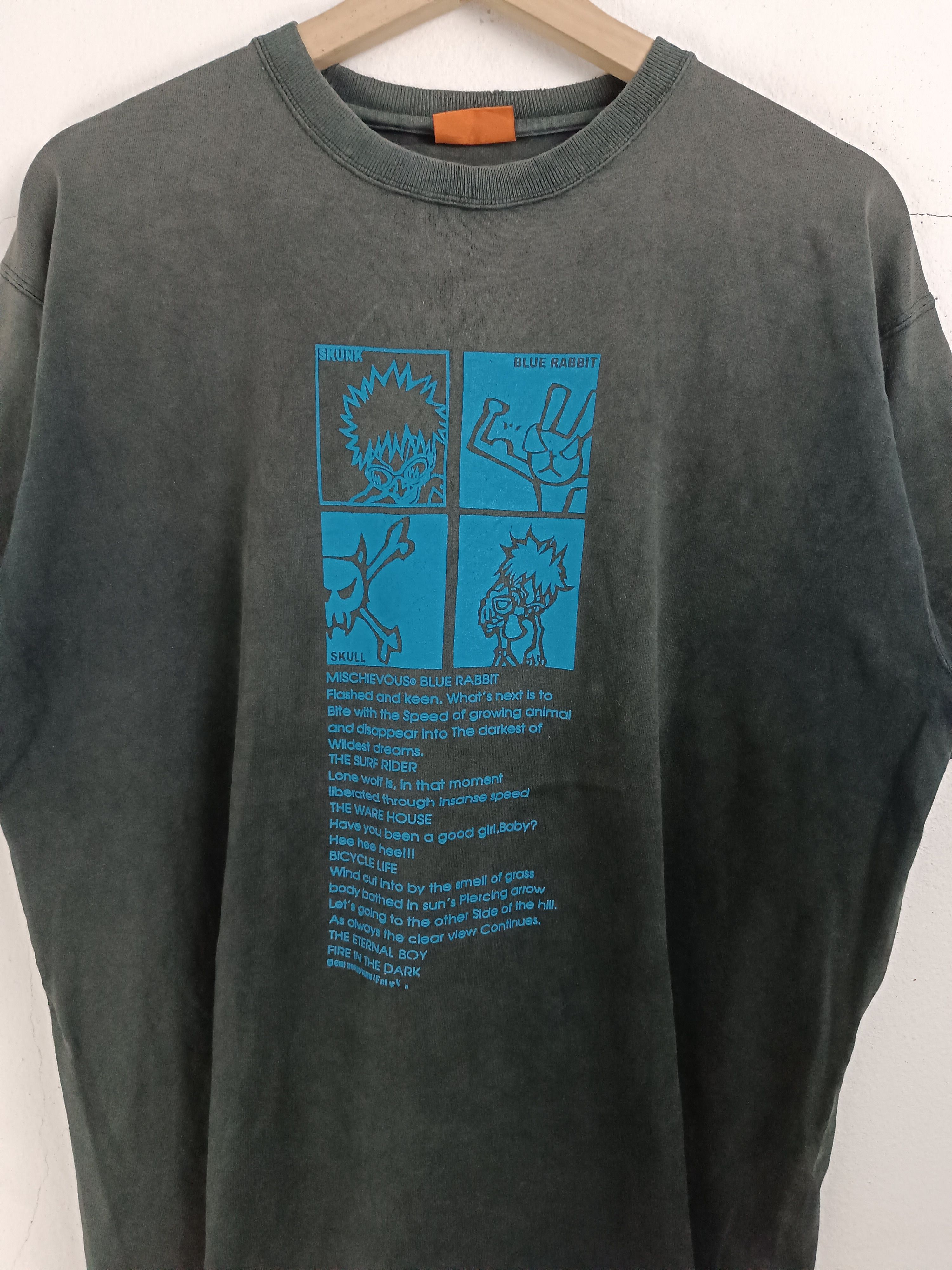 Japanese Brand THRASHED FADED VINTAGE Y2K MISCHIEVOUS TEE VERY RARE Size US L / EU 52-54 / 3 - 7 Thumbnail