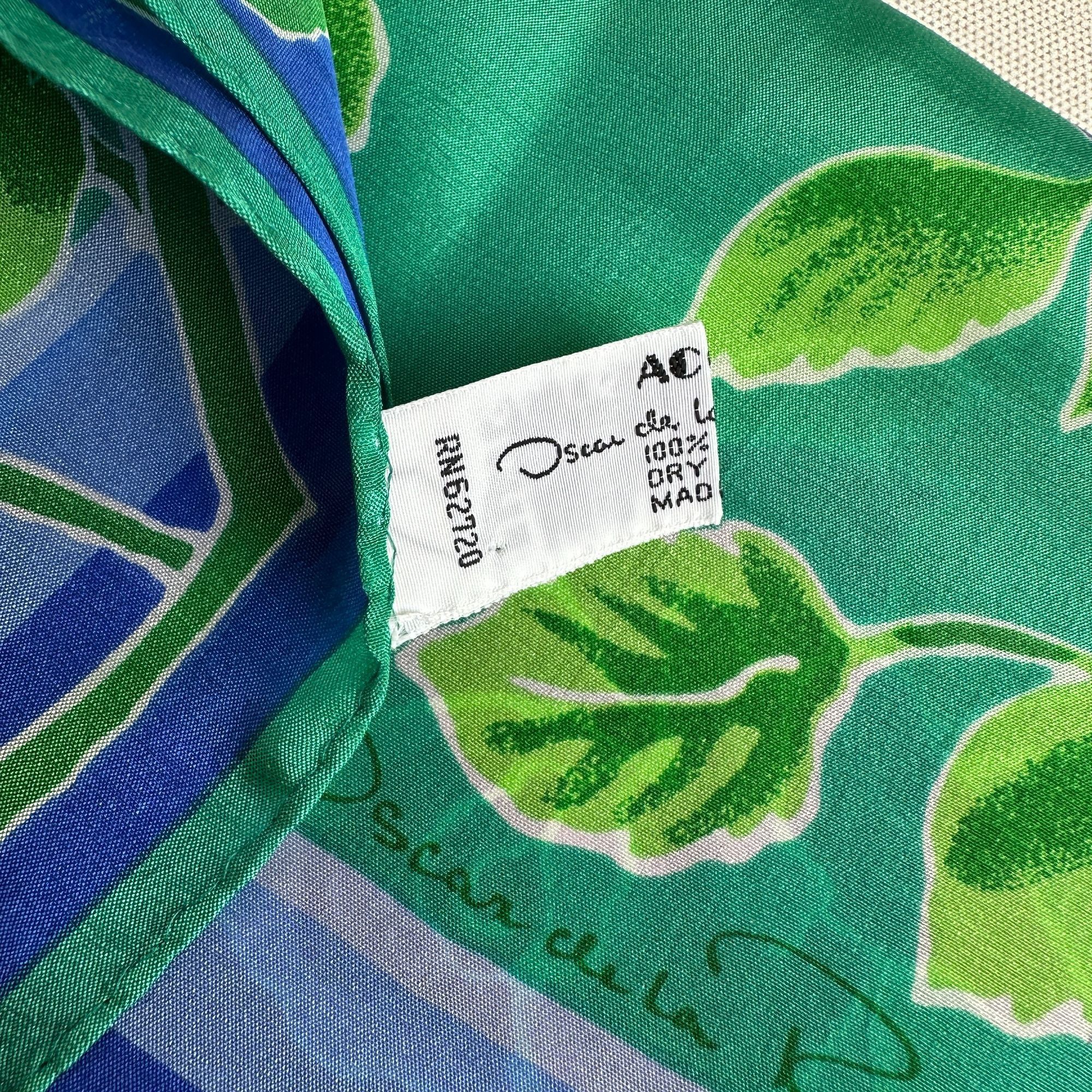 Oscar De La Renta Oscar de la Renta Green Blue Purple Silk Scarf 10x50 Size ONE SIZE - 4 Thumbnail