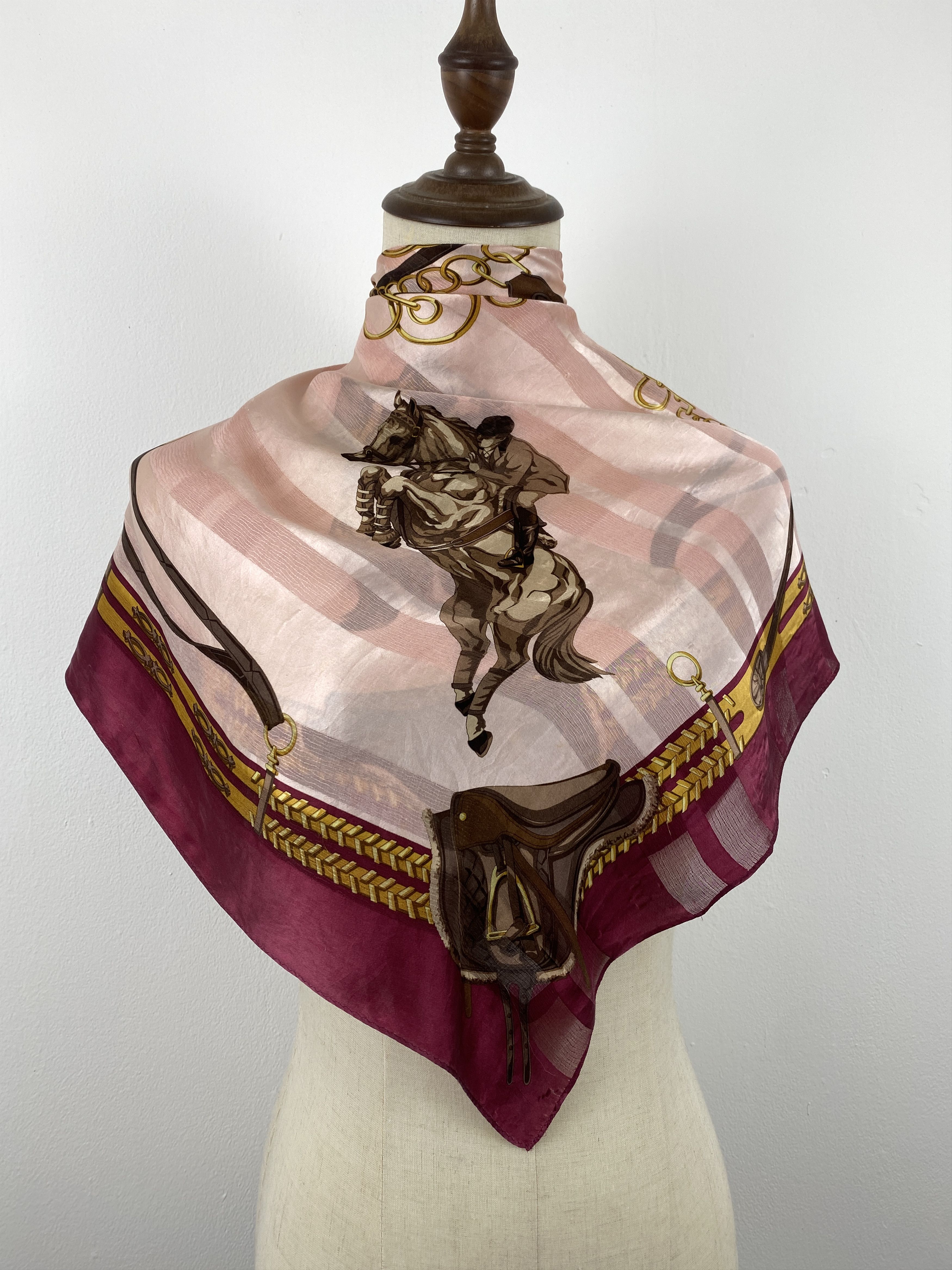 Japanese Brand Vintage Japanese Brand Horse Silk Scarf SN0129 Size ONE SIZE - 1 Thumbnail