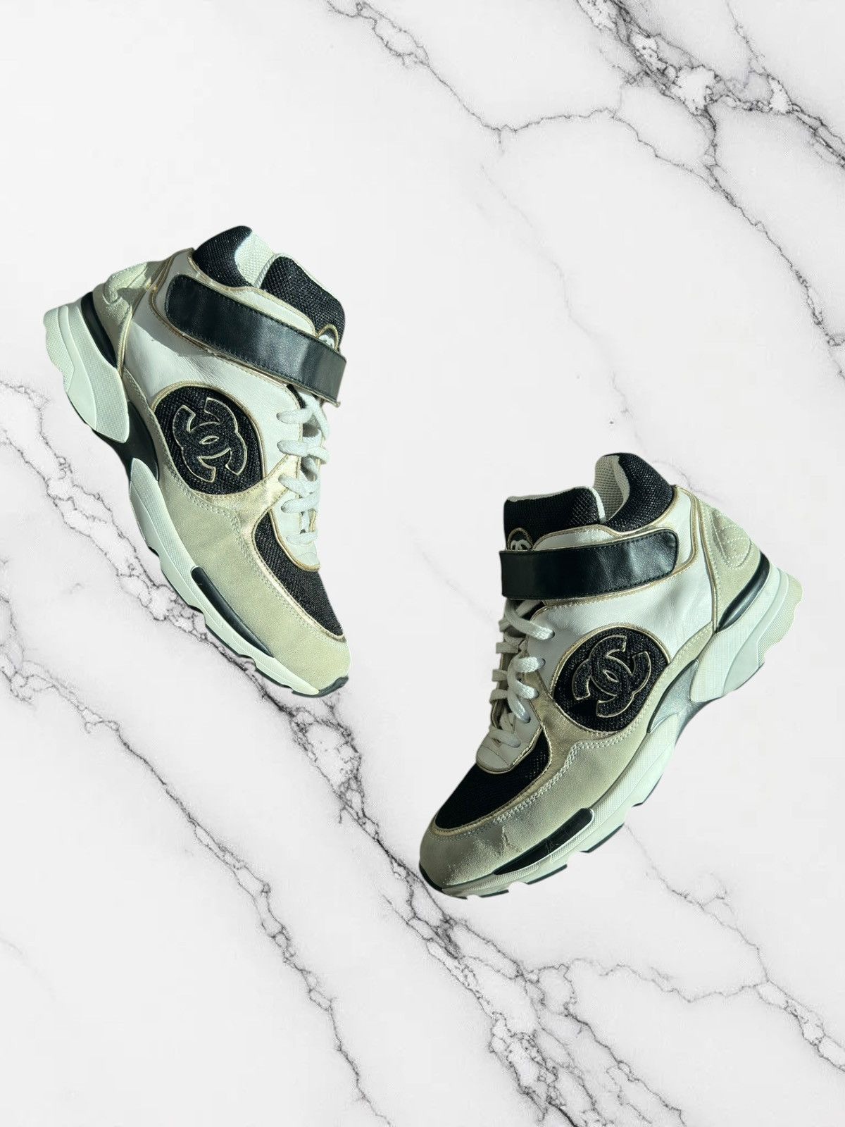 Chanel Ankle Strap High Top Sneaker