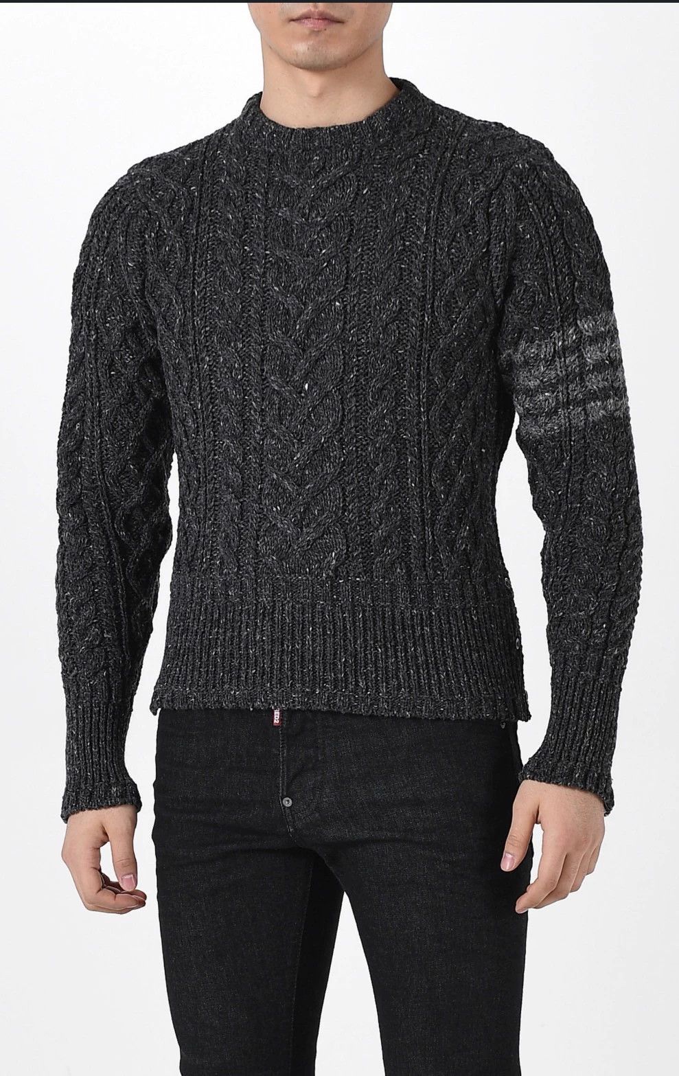 Thom Browne Thom Browne 4-Bar Crewneck Sweater Black Gray Size 1 Size US S / EU 44-46 / 1 - 6 Thumbnail