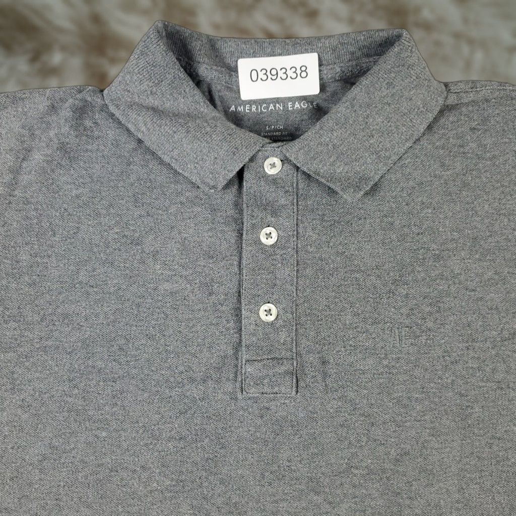 American Eagle Outfitters VINTAGE American Eagle Polo Shirt Mens Small Casual Short Sleeve Gray Cotton Blend 90s Male Size US S / EU 44-46 / 1 - 1 Thumbnail