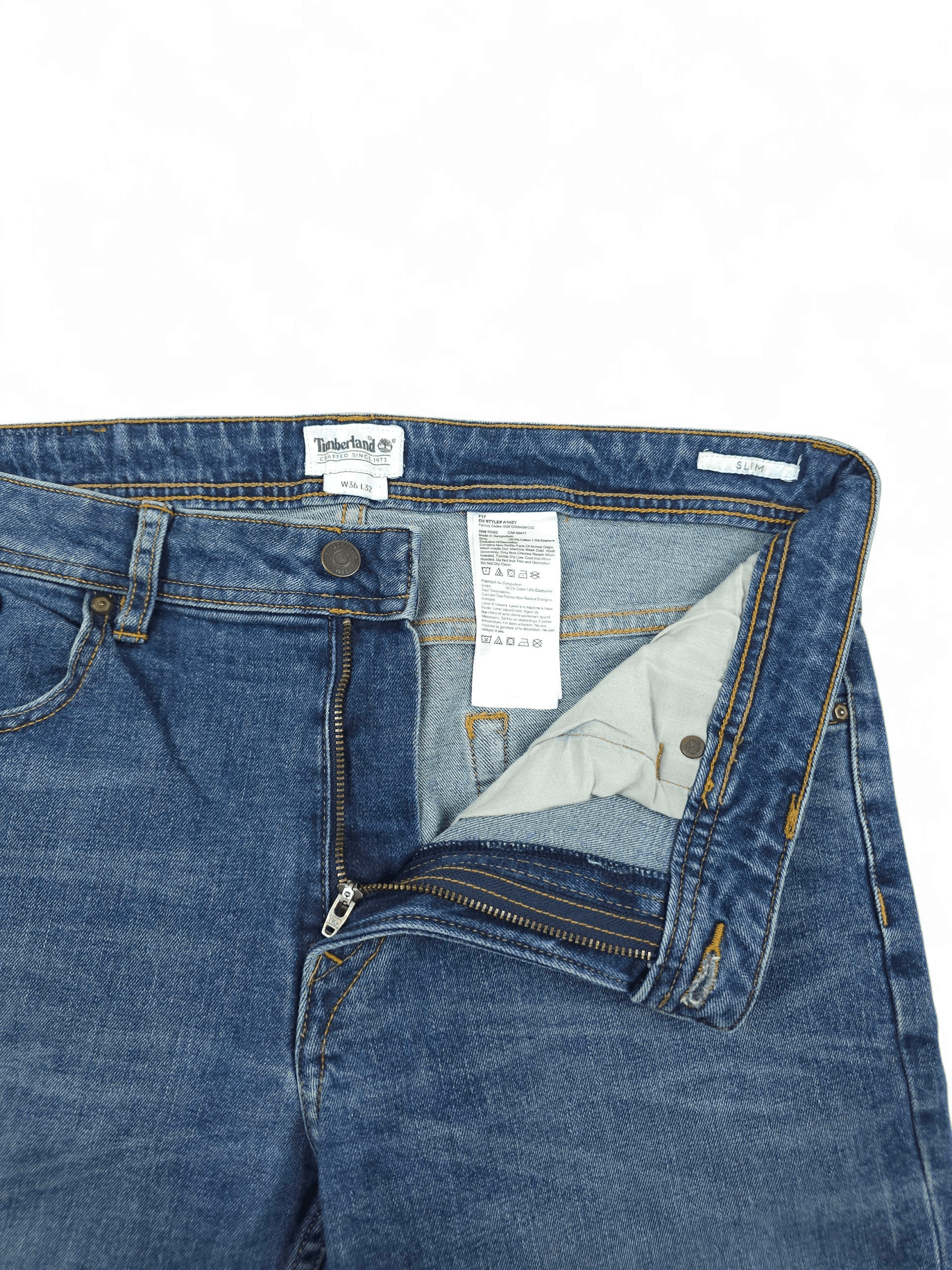 Timberland 💎 Timberland 36/32 Slim Washed Blue Denim Jeans Size US 36 / EU 52 - 3 Thumbnail