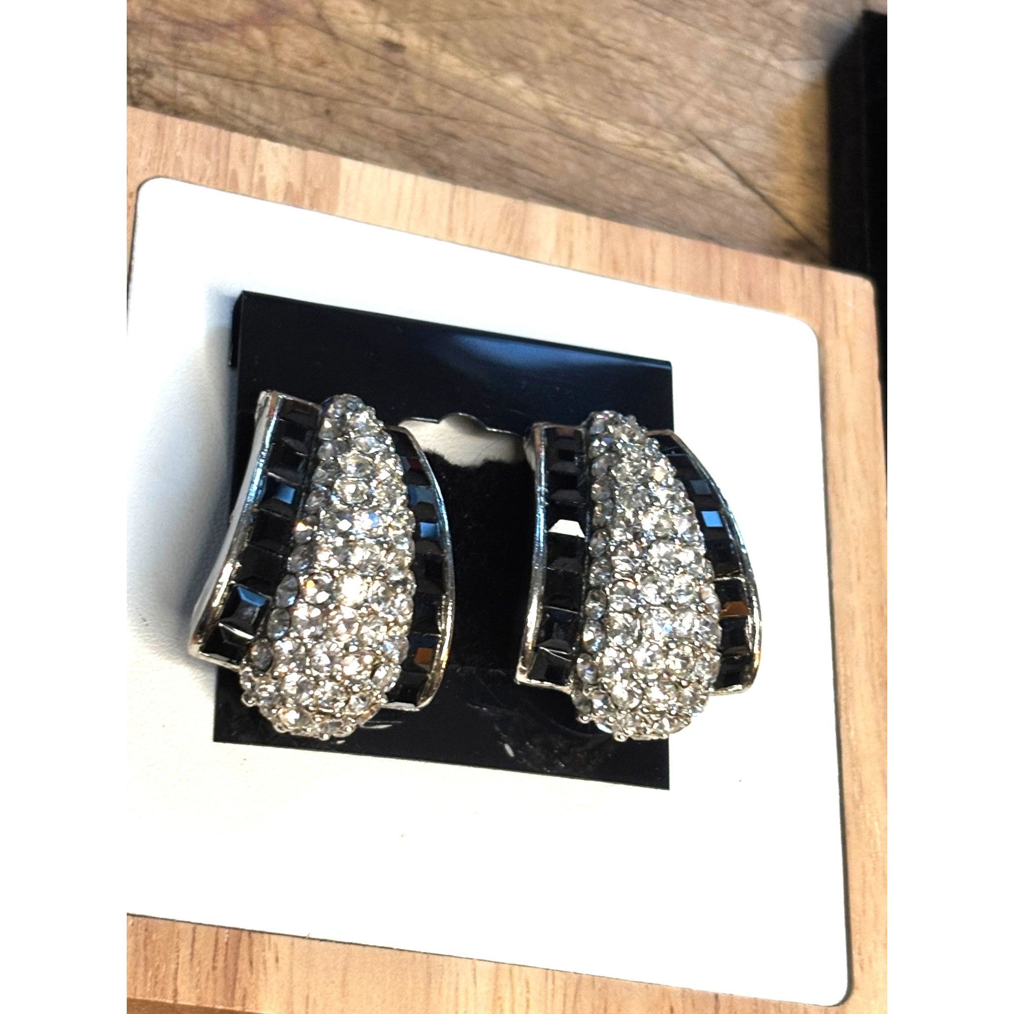 Other Vintage Crystal & Black Stone Earrings Size ONE SIZE - 5 Thumbnail