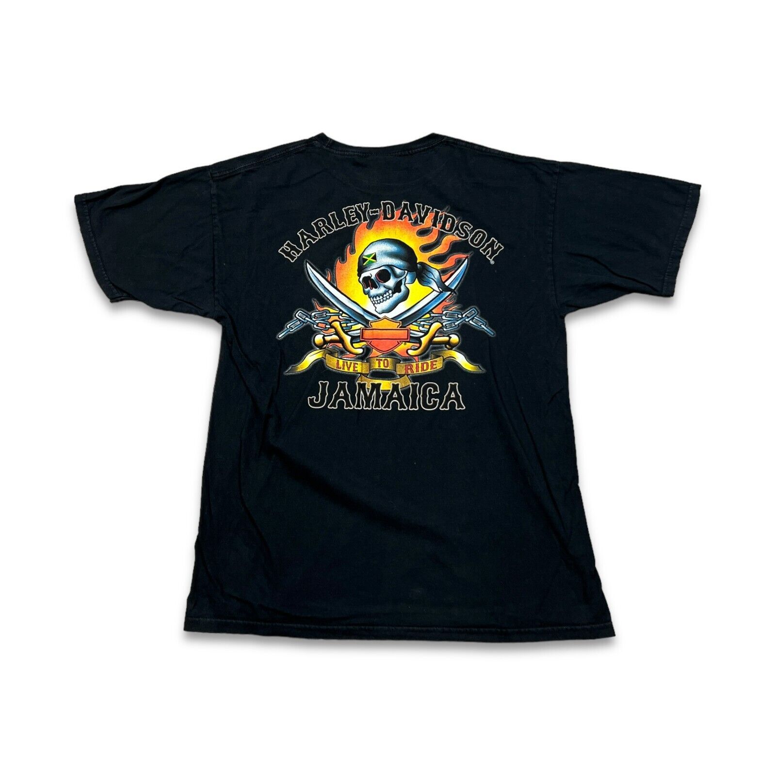Harley Davidson × Vintage Vintage Y2K Harley Davidson T Shirt Live To Ride Skull Tee Size US L / EU 52-54 / 3 - 5 Thumbnail
