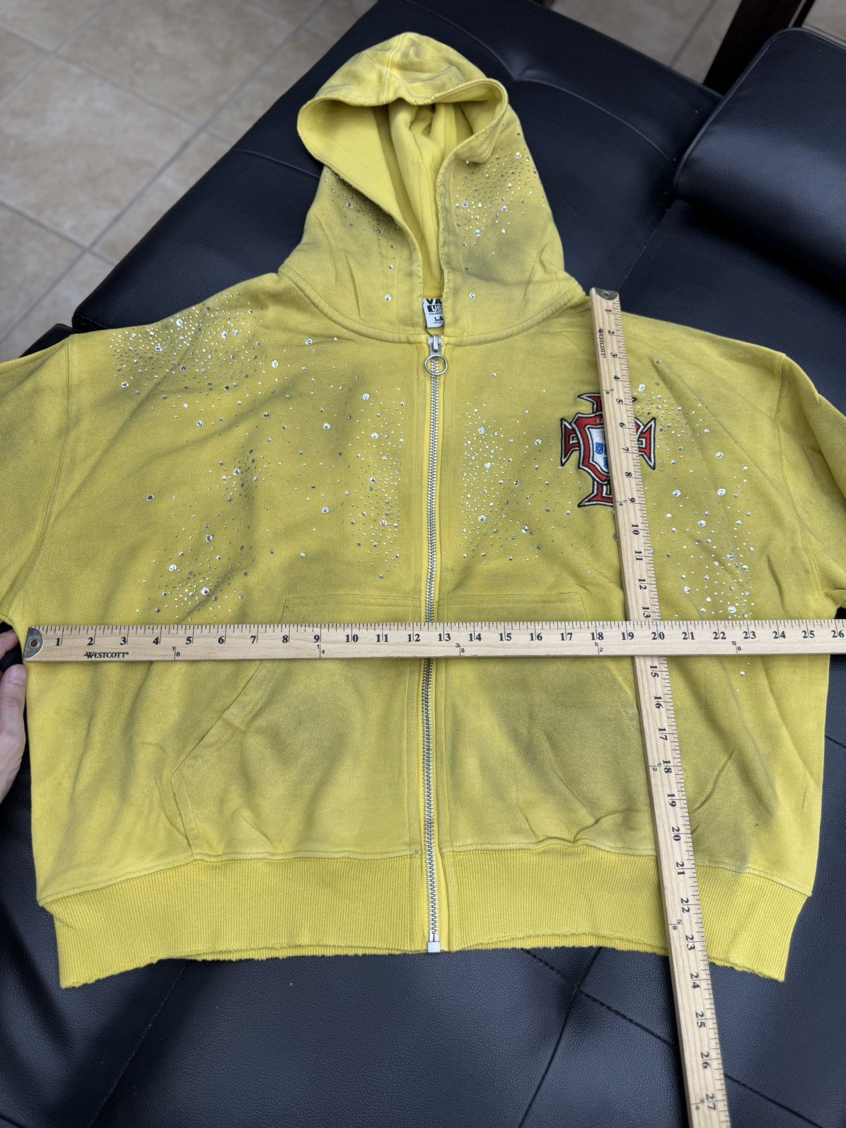Vale Valley Hoodie Stone Zip Up Yellow Crystals Size Large (NEW) Size US L / EU 52-54 / 3 - 10 Thumbnail