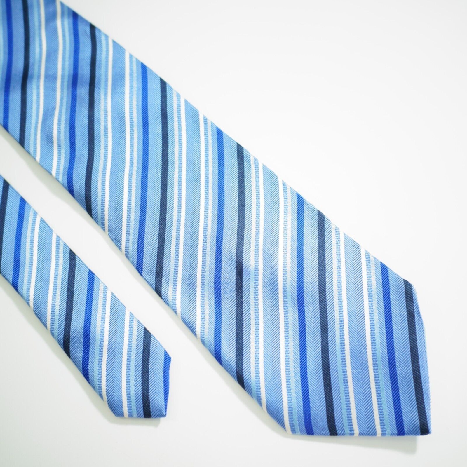 Designer Robert's Italy Blue Striped Woven Silk Tie Size ONE SIZE - 1 Thumbnail