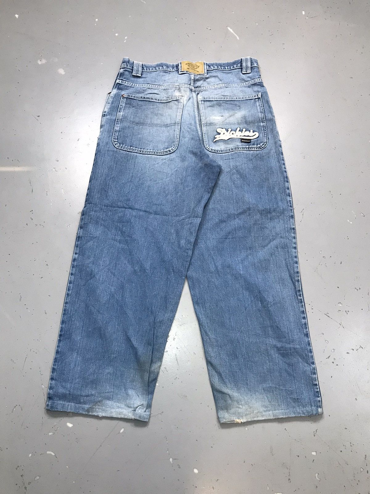 Vintage dickies big daddy embroidered damaged straight denim - Main Image
