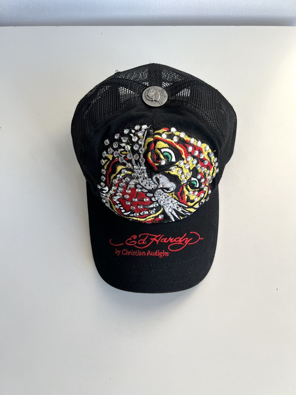 Ed Hardy × Vintage Vintage Ed Hardy Tiger Embroidery Trucker Cap Size ONE SIZE - 2 Thumbnail