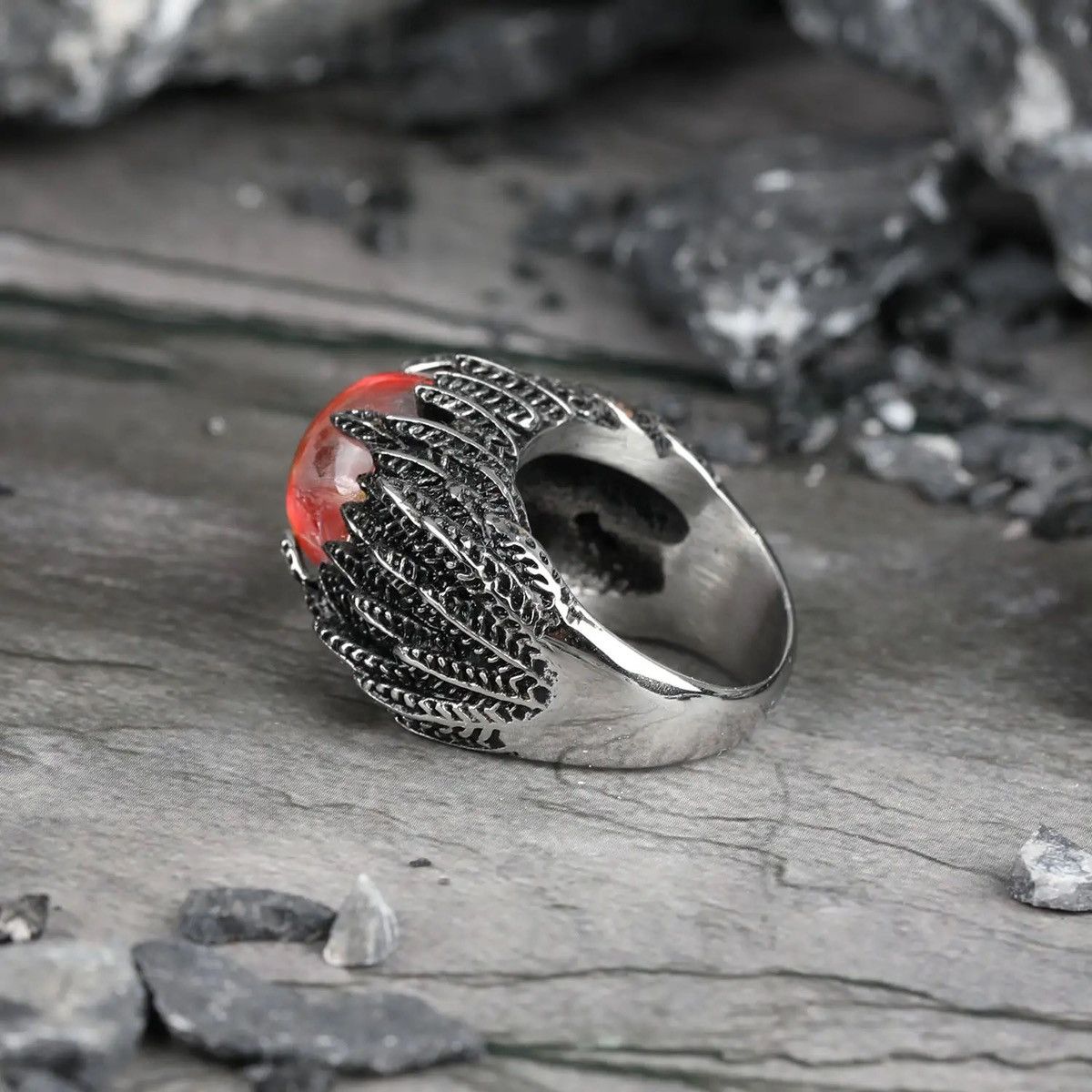 Jewelry Feather Evil Eye Ring Size ONE SIZE - 2 Thumbnail