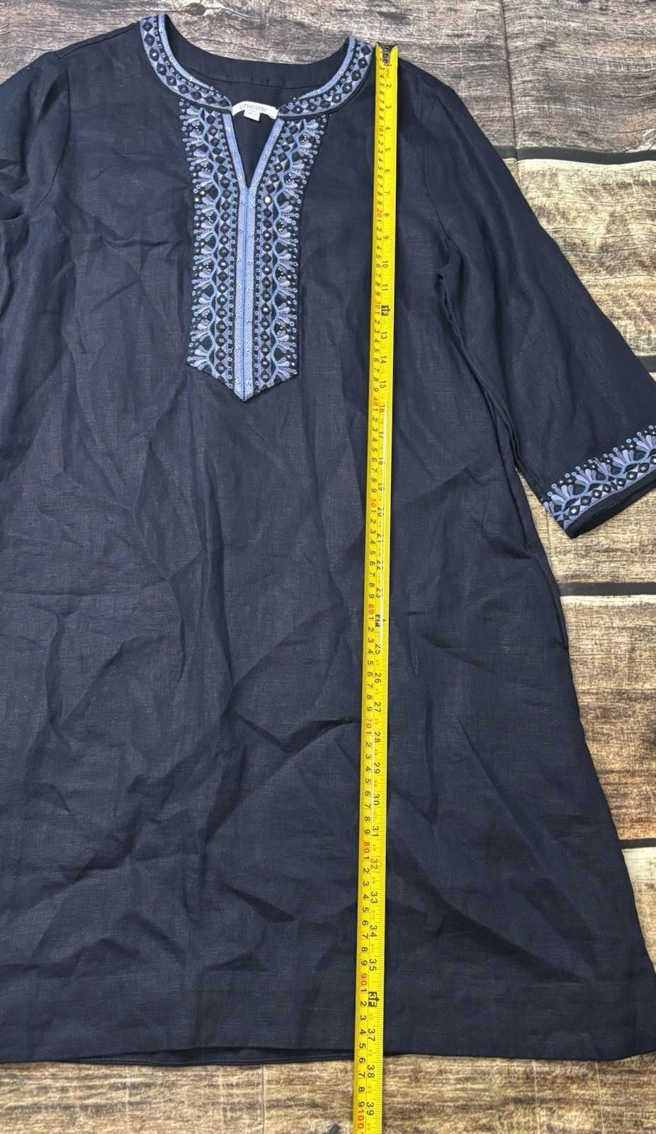 Chicos Chicos Dress Womens Size 8 Linen Embroidered Embellished Size M / US 6-8 / IT 42-44 - 11 Thumbnail