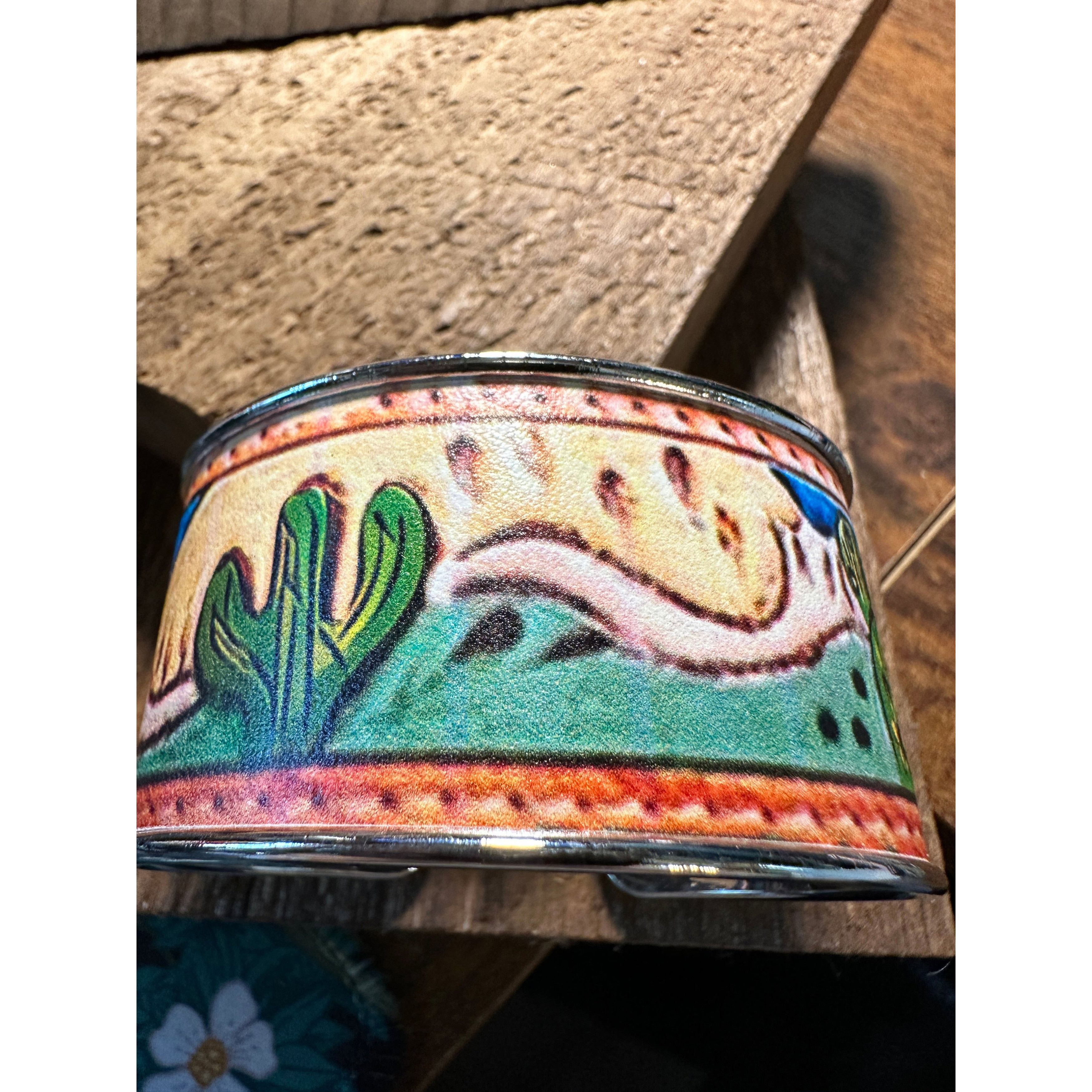 Other Boho SouthWestern Chic Cactus Scene Wide Cuff Bangle Bracele Size ONE SIZE - 7 Thumbnail
