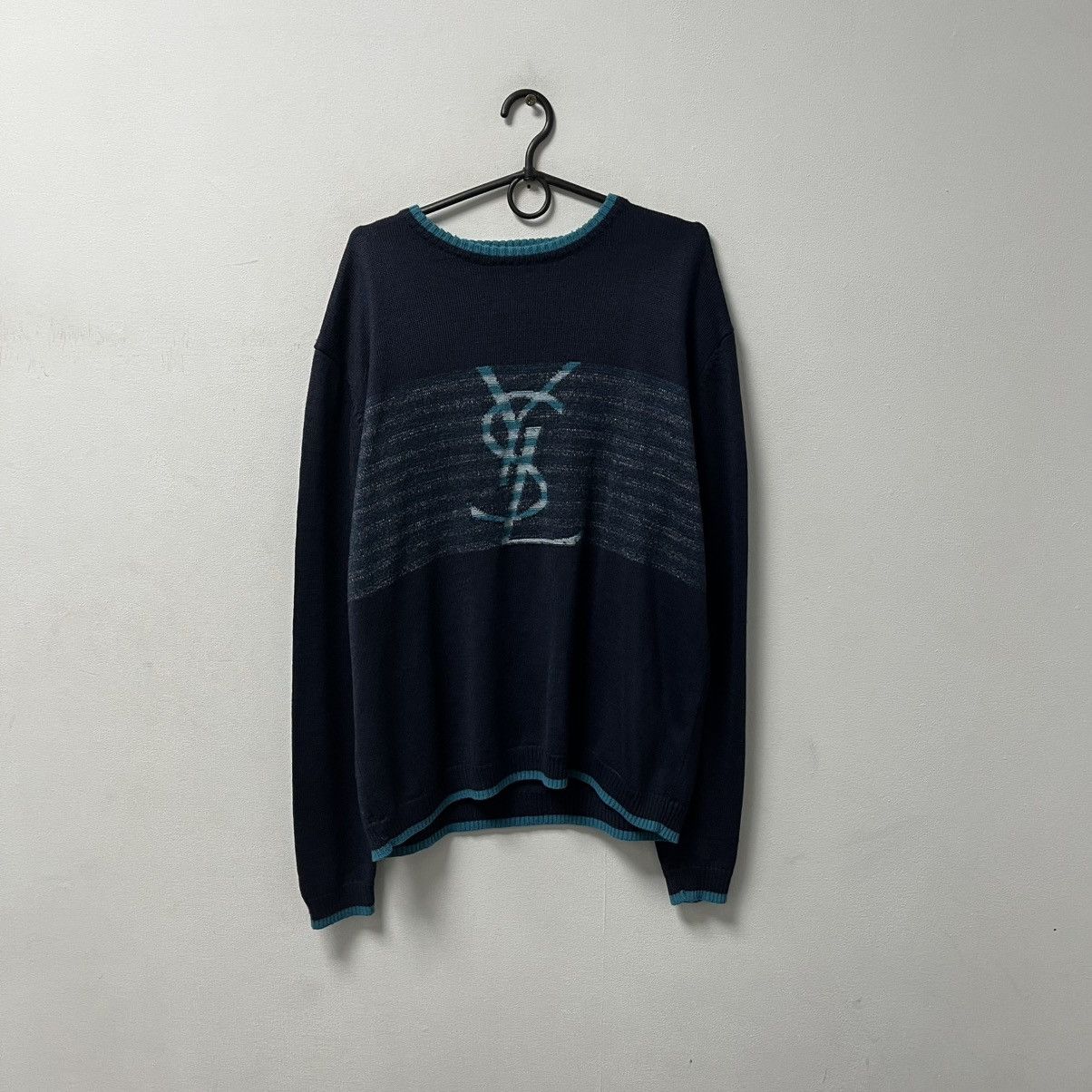 Yves Saint Laurent Yves Saint Lauren Knit Sweater Big Logo Baggy Long Sleeve Size US XL / EU 56 / 4 - 1 Thumbnail