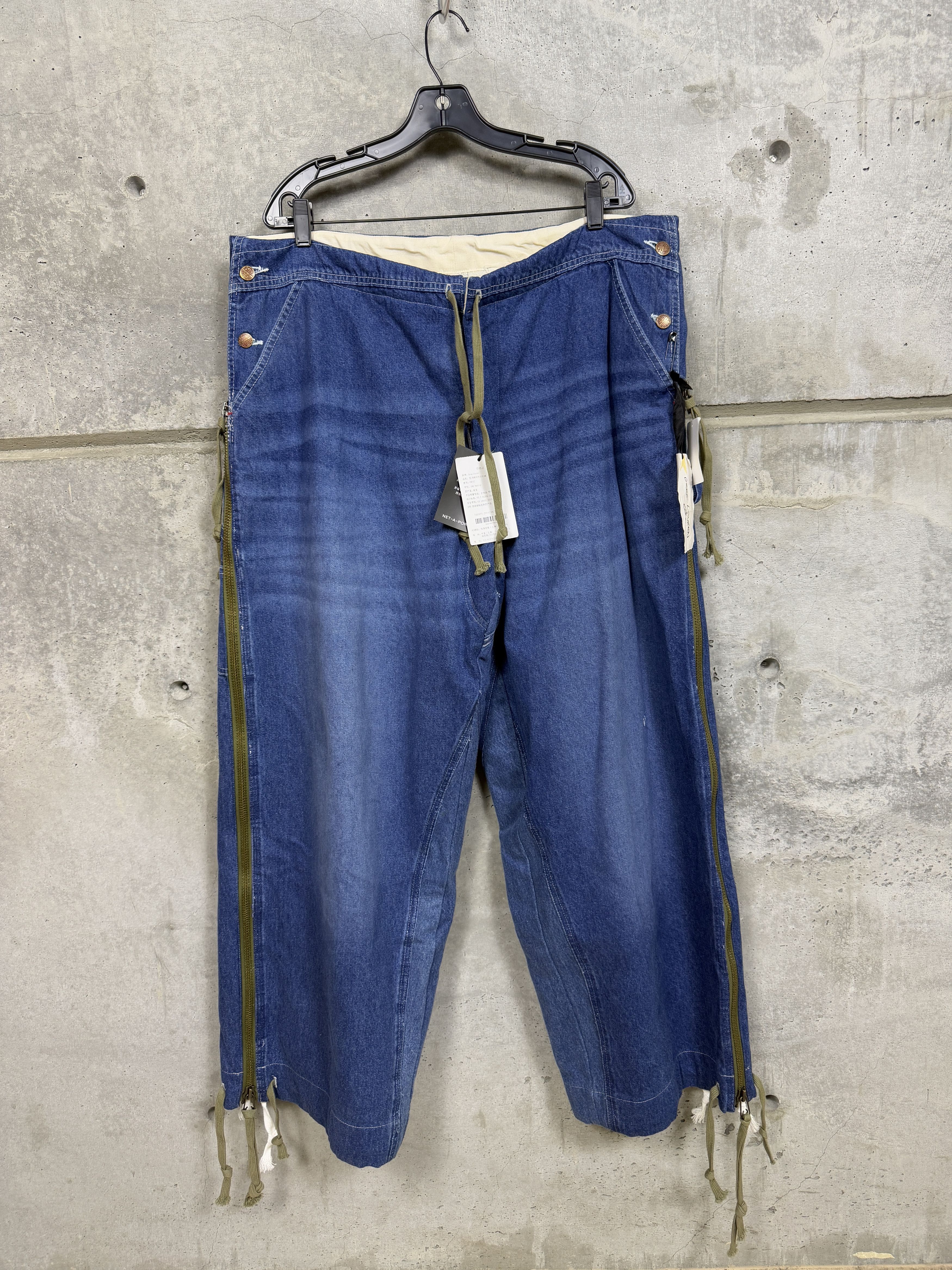 Greg Lauren $1700 Greg Lauren Denim Wide Leg Jeans with Sweats Size US 38 / EU 54 - 2 Thumbnail