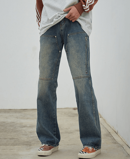 Japanese Brand Street American washed loose straight casual zipper jeans Size US 32 / EU 48 - 1 Thumbnail