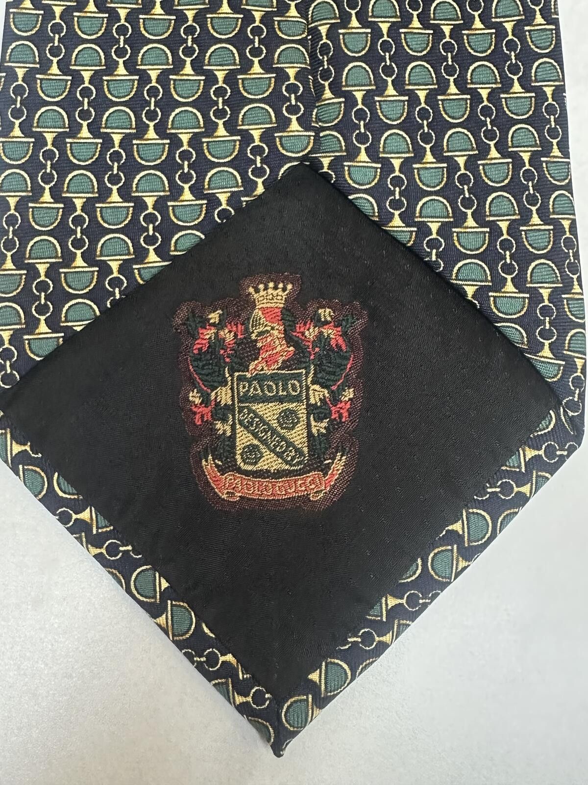 Gucci Vintage Gucci Paolo 100% Italian silk tie navy green gold Size ONE SIZE - 3 Thumbnail