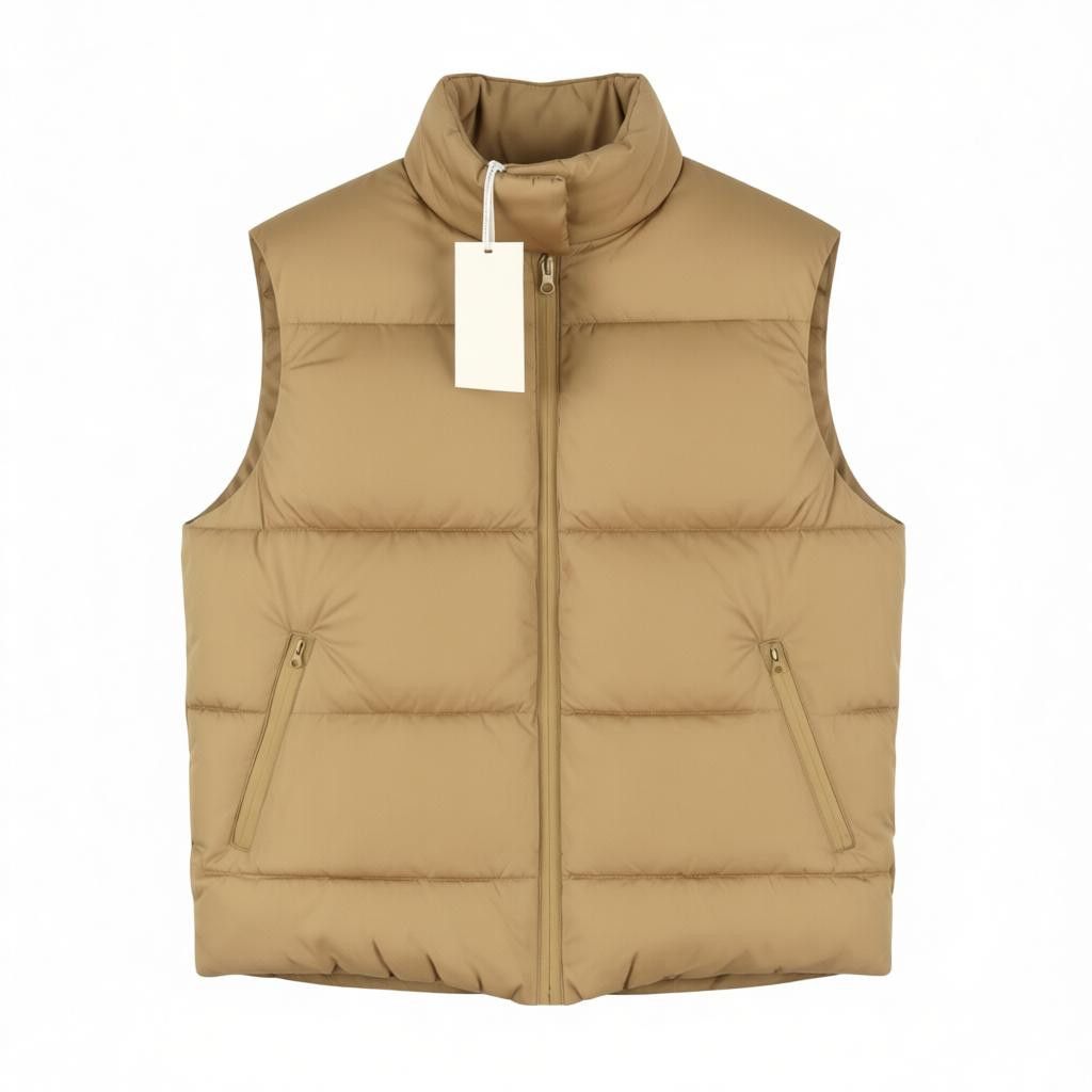 ROBERTA PADDED M Brown Quilted High Neck Zip 88037