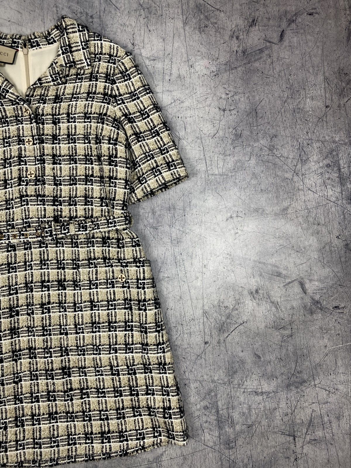 Gucci Gucci GG Monogram Tweed Belted Dress Size IT 42 Size M / US 6-8 / IT 42-44 - 4 Thumbnail