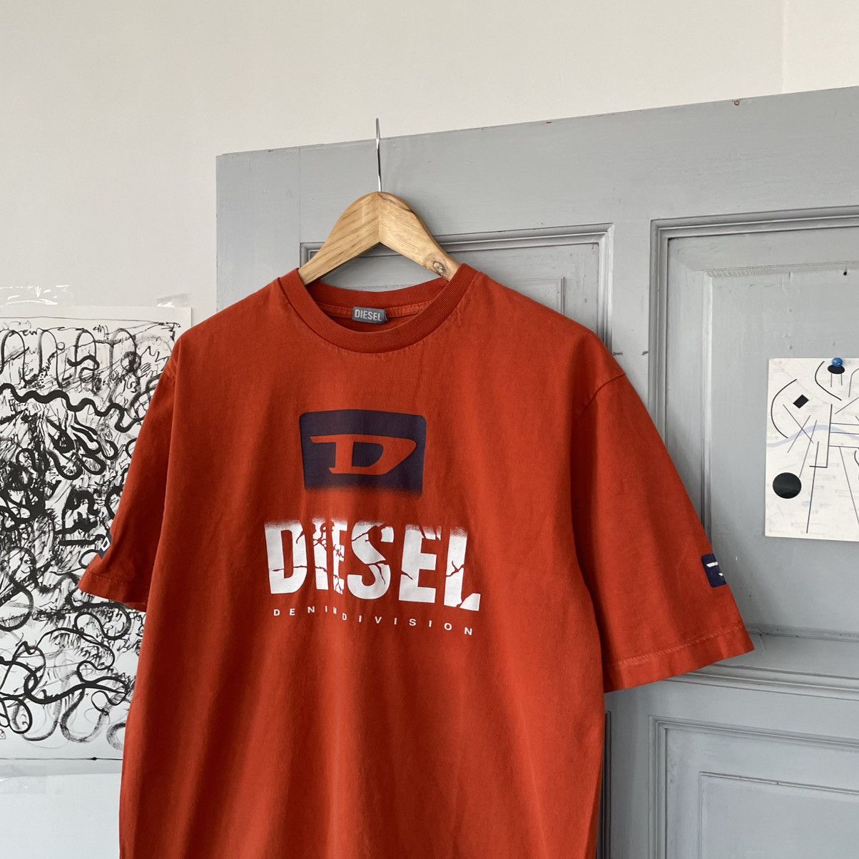 Diesel × Vintage Diesel Vintage l T-shirt Big Double logo Orange Size XL Y2K Size US XL / EU 56 / 4 - 3 Thumbnail