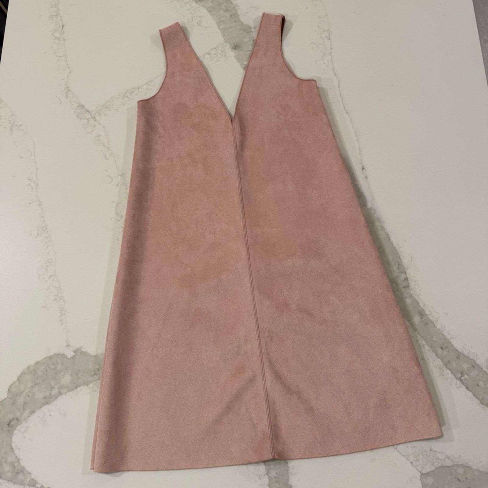 Zara Zara Faux Suede Sleeveless Plunge VNeck Mini Dress Womens S Size S / US 4 / IT 40 - 2 Thumbnail