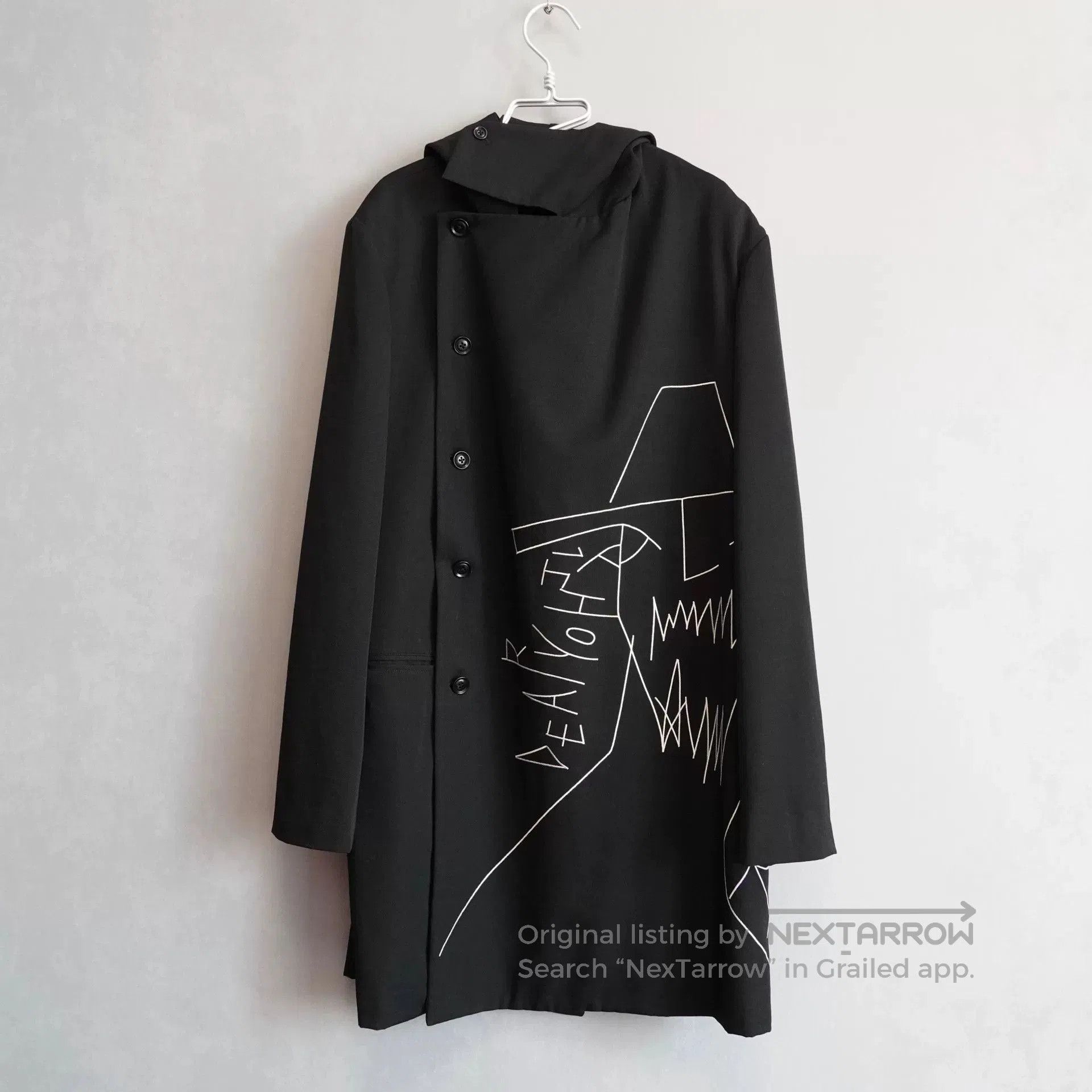 Yohji Yamamoto Yohji Yamamoto Hooded Embroidered Coat. Size US M / EU 48-50 / 2 - 1 Thumbnail