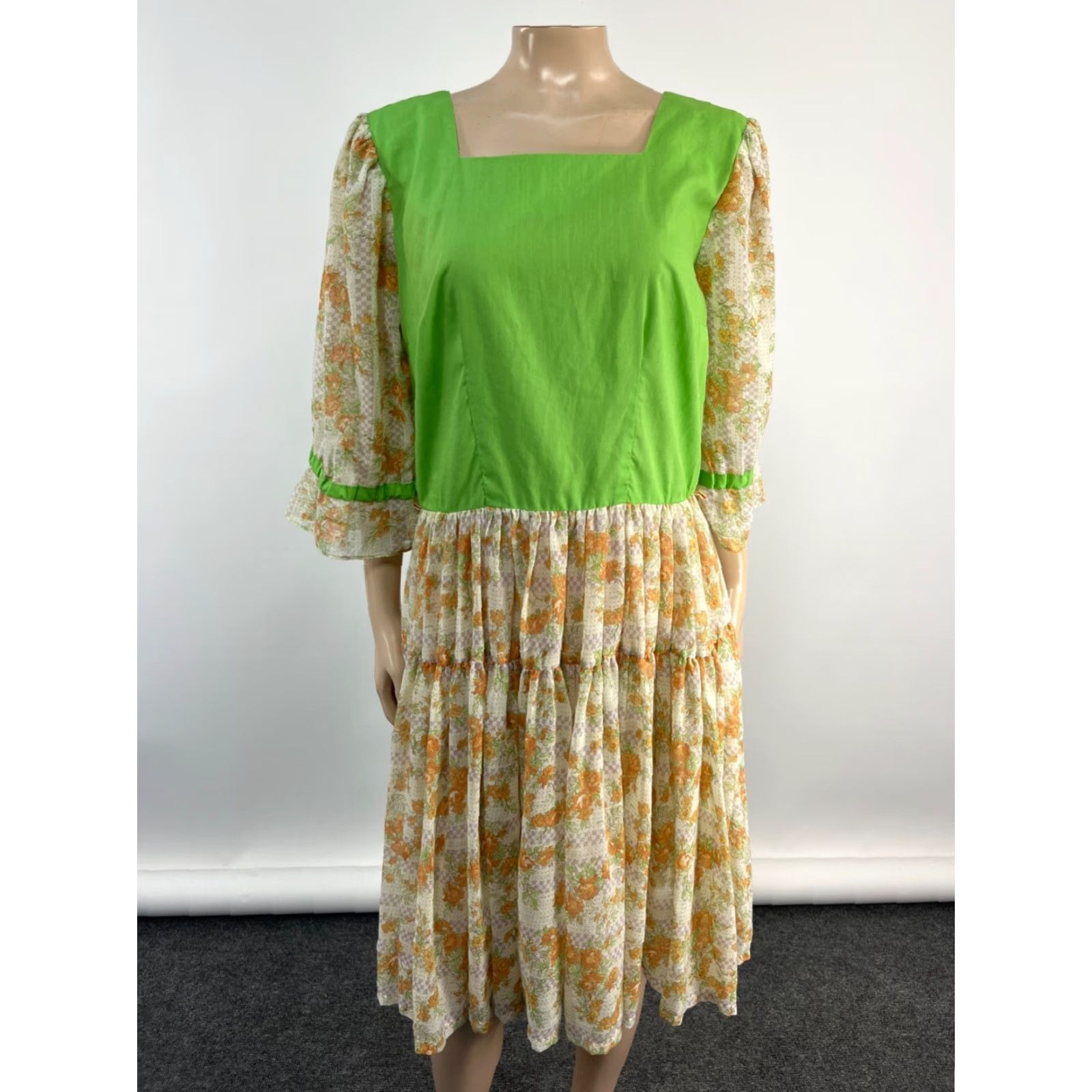 DANCER VINTAGE Deloris Tea Dress Dress Party 60s 70s Floral Cotton Square Dance Bohemian XS/S Pink Womens Size 4XL / US 24-26 - 2 Thumbnail