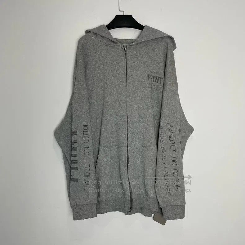 Balenciaga Balenciaga Grey distressed letter hooded sweatshirt Size US L / EU 52-54 / 3 - 1 Thumbnail