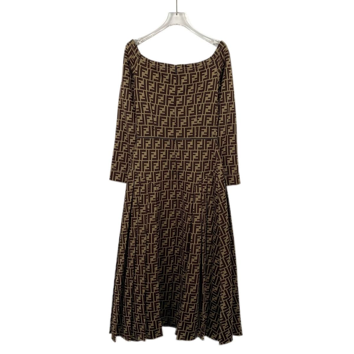 Fendi Fendi Brown All-over Logo Printed Long Sleeve Dress K26WX Size S / US 4 / IT 40 - 2 Thumbnail