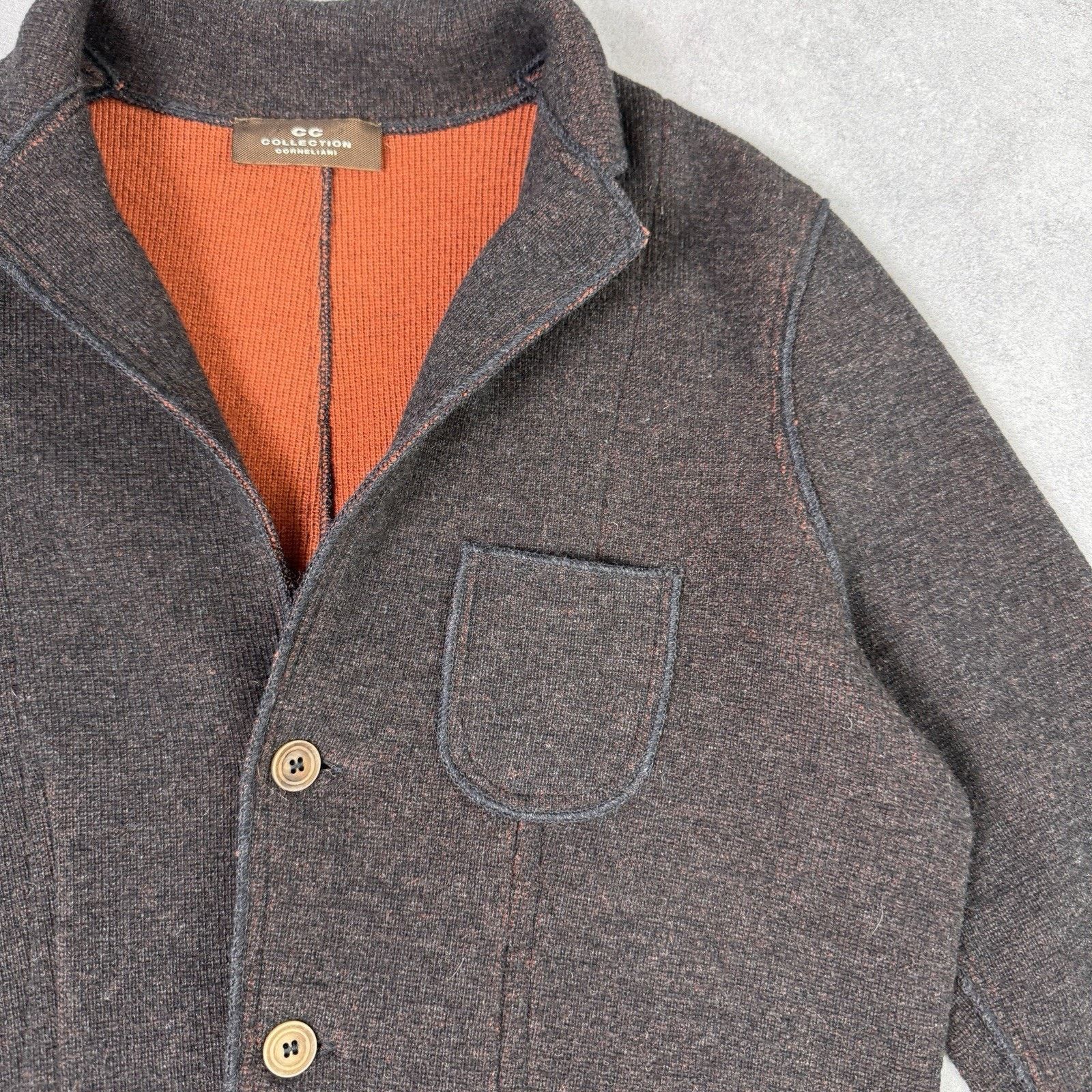 Corneliani Cc Corneliani Collection Blazer Cardigan Wool Size 52 Brown Size US L / EU 52-54 / 3 - 4 Thumbnail