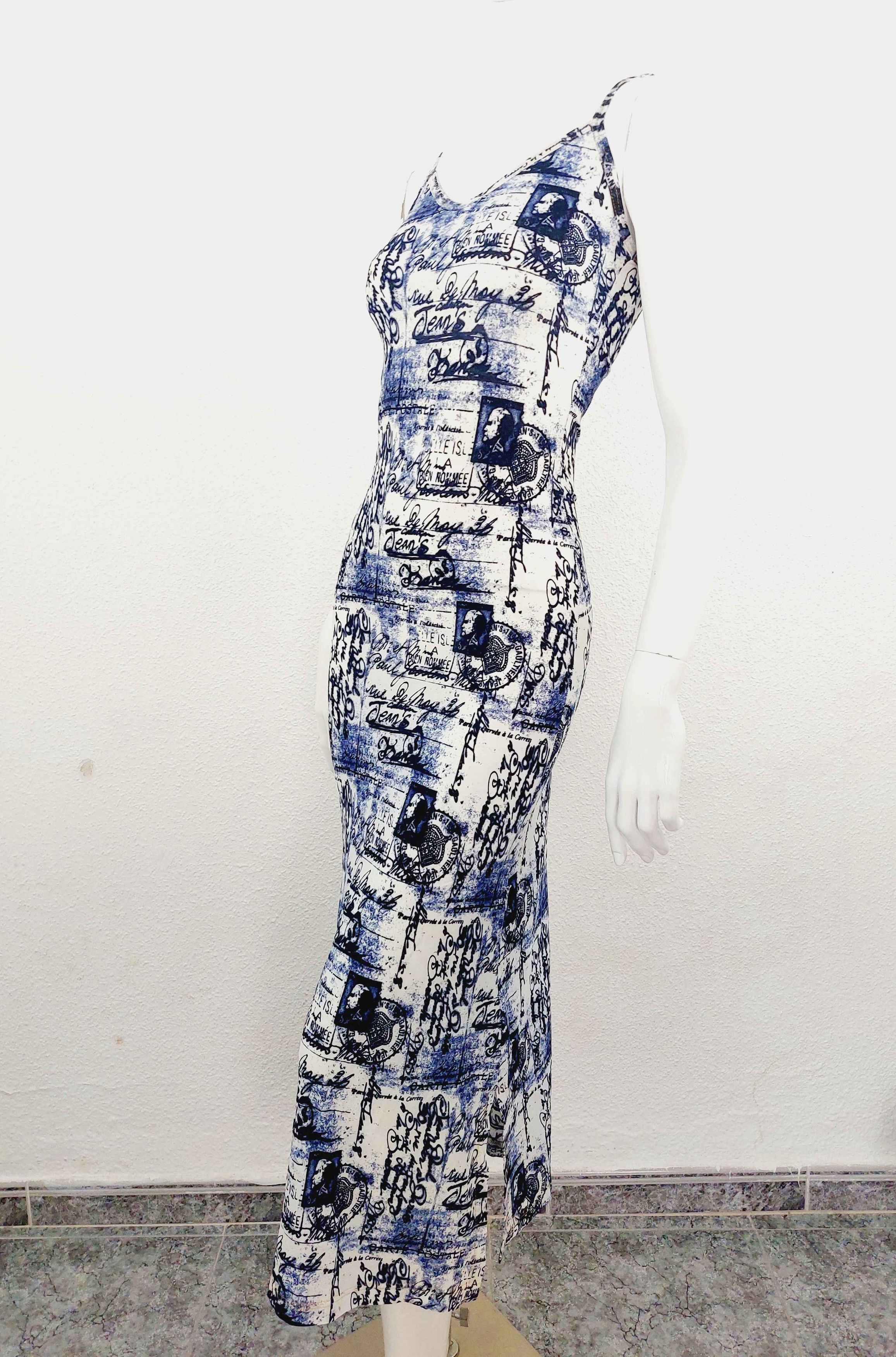 Jean Paul Gaultier Jean Paul Gaultier Stamp Letter Postcard Blue Maxi dress Size M / US 6-8 / IT 42-44 - 6 Thumbnail